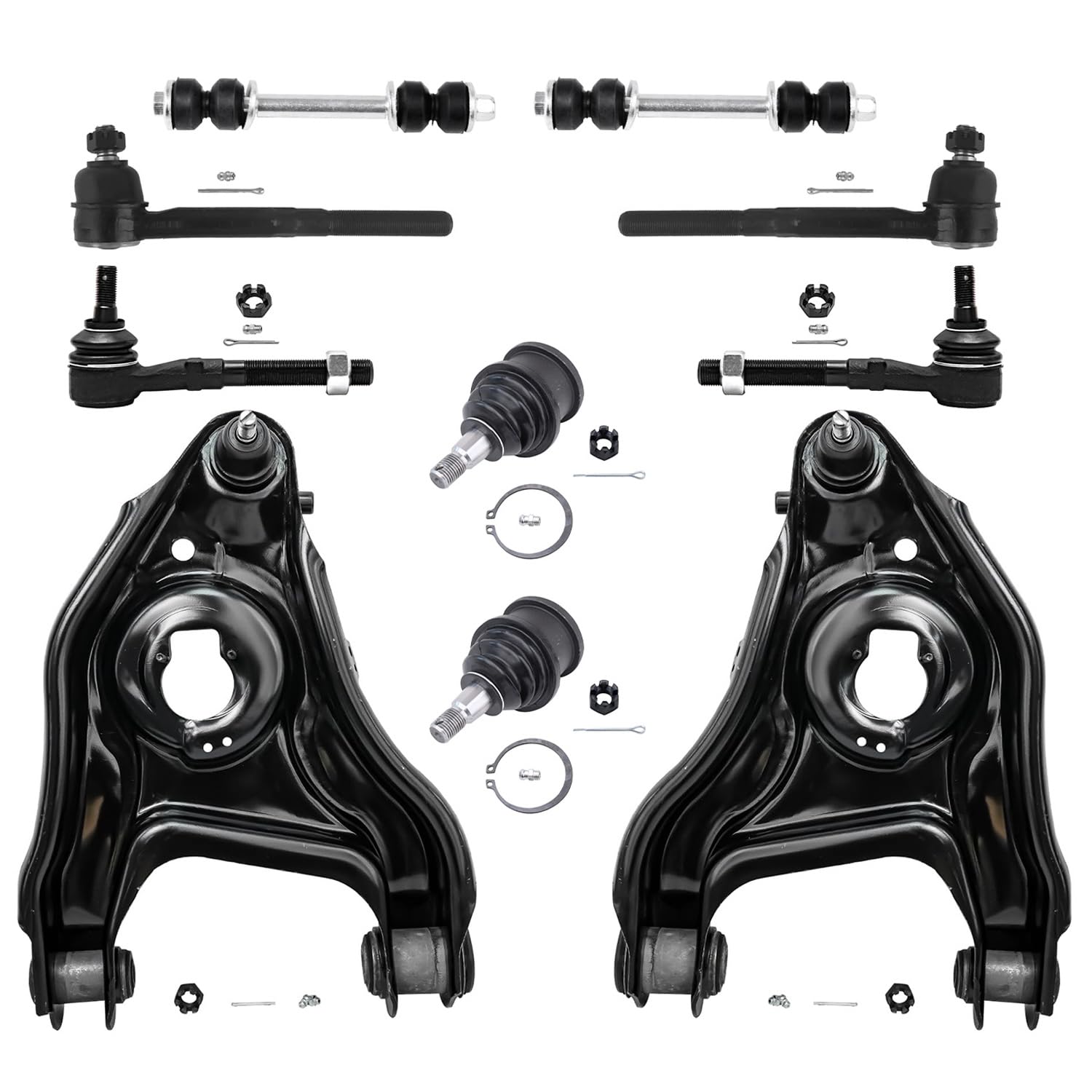 Detroit Axle - New 10-Piece Front Suspension Kit fits 2WD ONLY - (2) Front Lower Suspension Control Arms & Ball Joints, (2) Fron