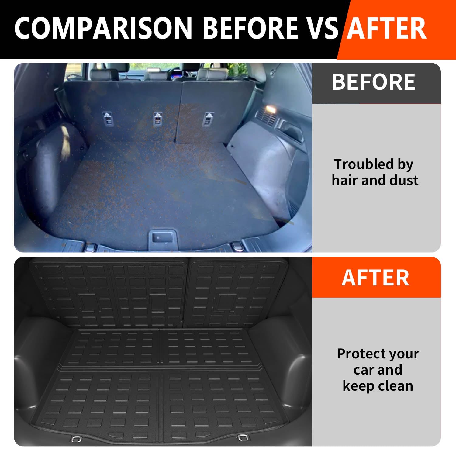 Powoq Cargo Liner Compatible With 2020-2025 Ford Escape Trunk Mat All Season Protection Tpe Cargo Mat Replacement For 2020 2021 2022 2023 2024 2025 Ford Escape Accessories (Trunk Mat+Backrest Mat)