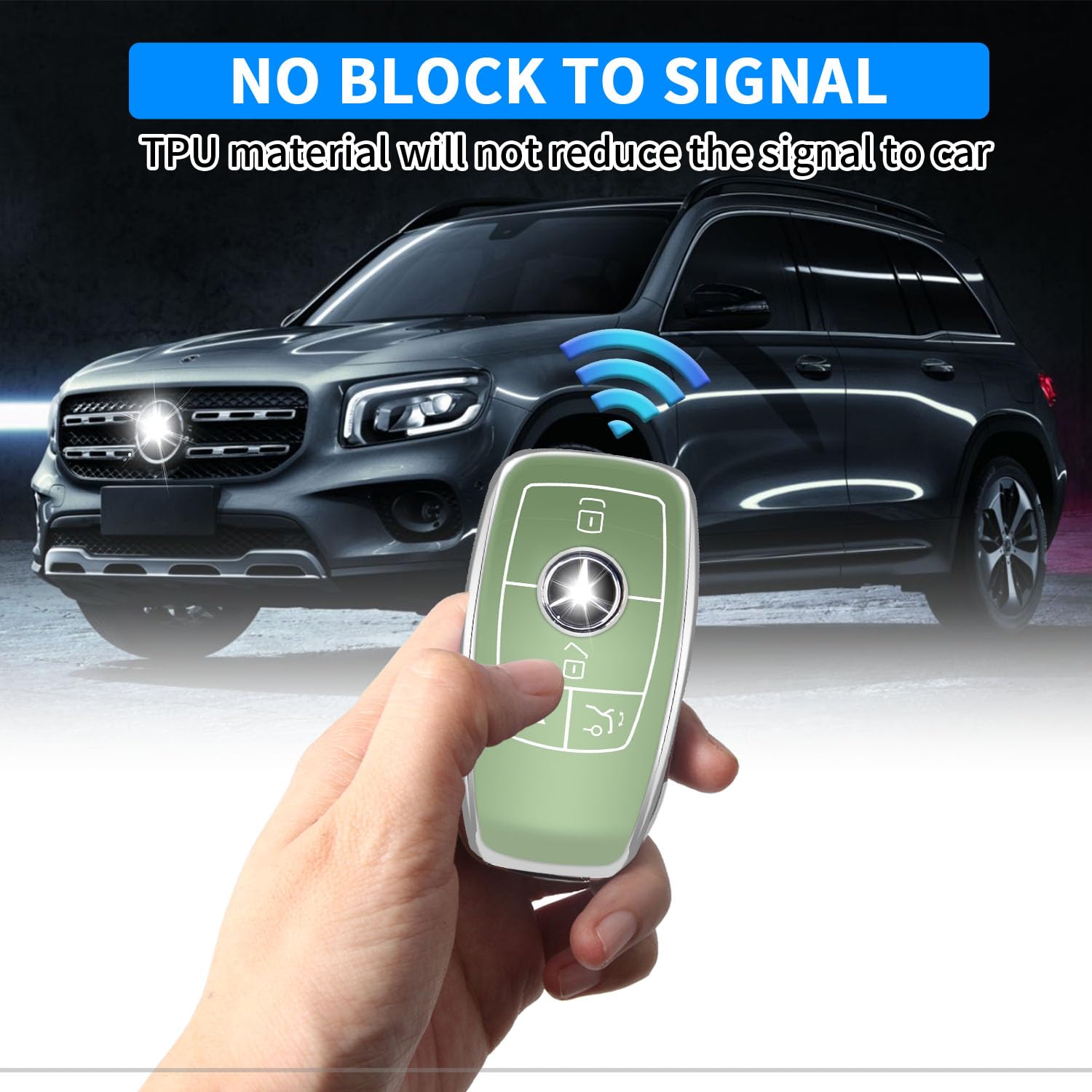 Qbuc For Mercedes Benz Key Fob Cover With Keychain,Compatible With C E R S G S Cls Clk Glc Ml Gle Gls Sl Slr Mclaren Amg Key (Gr