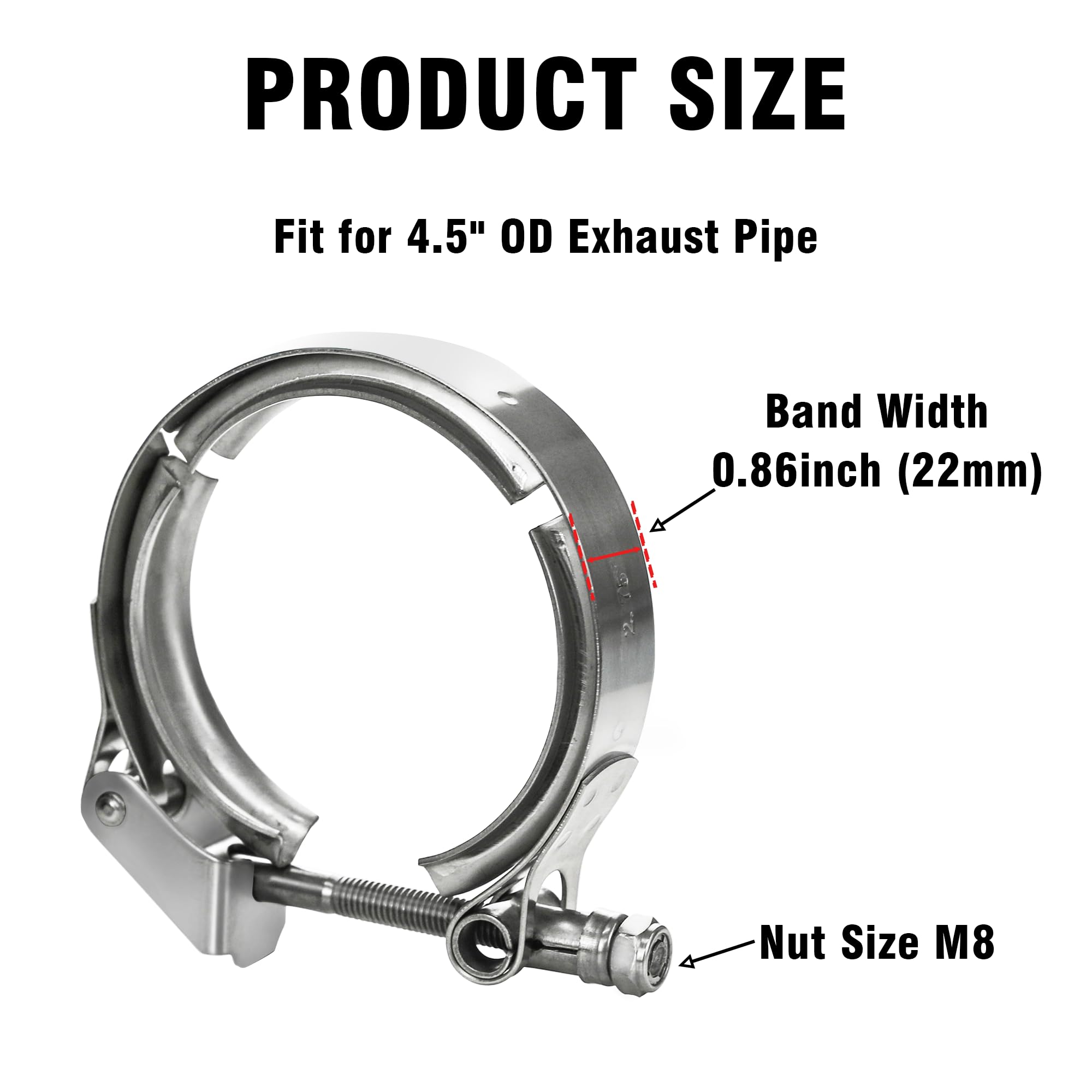 Wysiwyka 4.5 Inch Quick Release V Band Clamp-Stainless Steel_304,Clamp Fittings For Exhaust Pipe Flanges 1 Pack