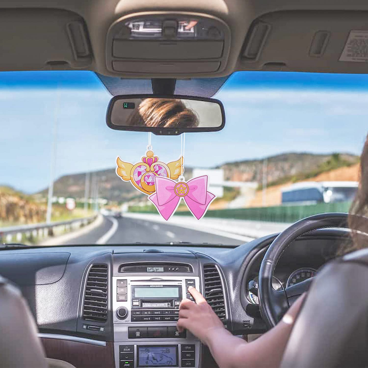 L1Rabe Car Air Freshener Anime Moon Cat Artemis Incense Chips, 4 Styles And Scents Of Anime Moon Cat Artemis Car Rearview Mirror