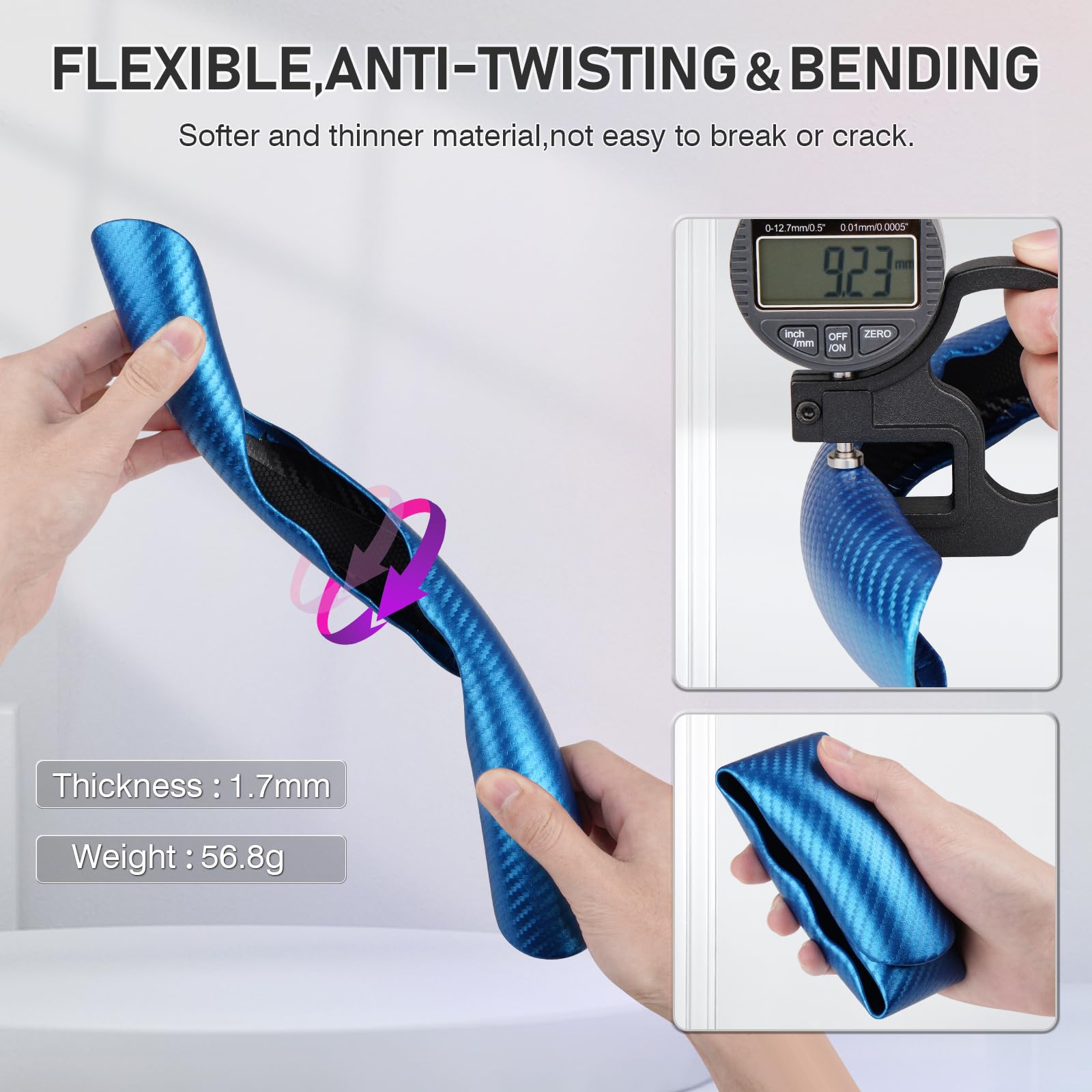 3 Piece Carbon Fiber Steering Wheel Cover, Car Steering Wheel Cover For Men/Women, Anti-Slip, Comfortable Grip, Durable, Univers