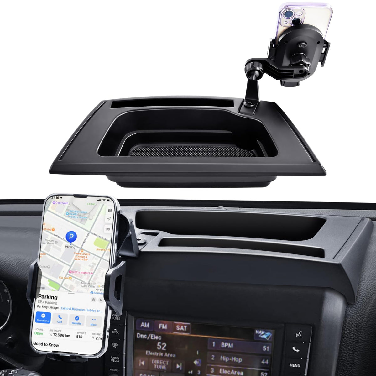 MEALAM 2011 2012 2013 2014 2015 2016 2017 Jeep Wrangler JK JKU Phone Mount, Multi-Mount Phone Holder Dash Tray Storage Box Syste