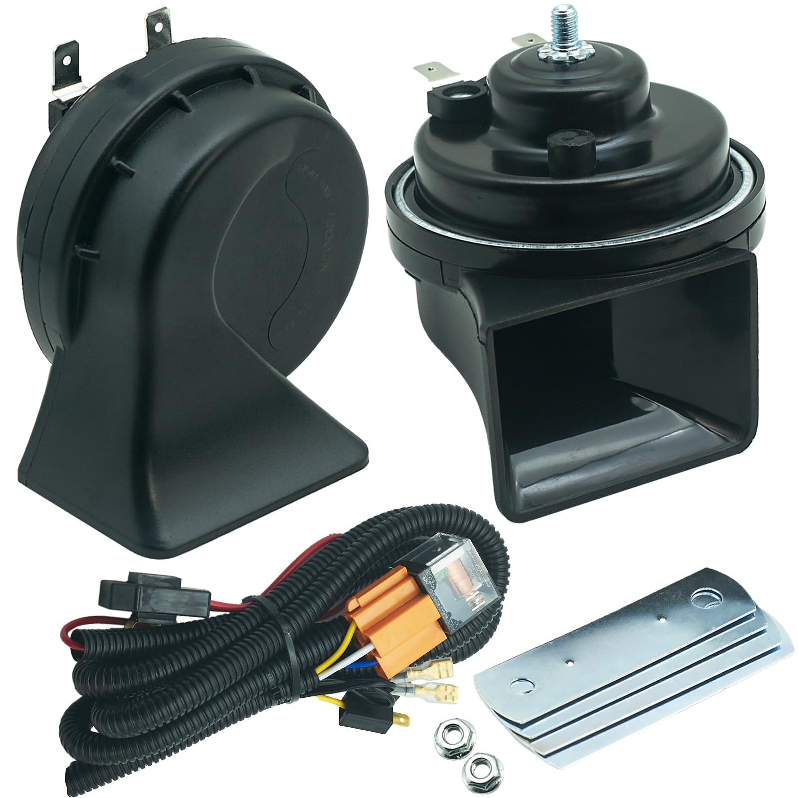 Neoget Car Horn 12V With Relay Wiring Harness Kit, 1 To 2 Universal Horn Splitter Converter For 12 Volt Vehicle Automotive Motor