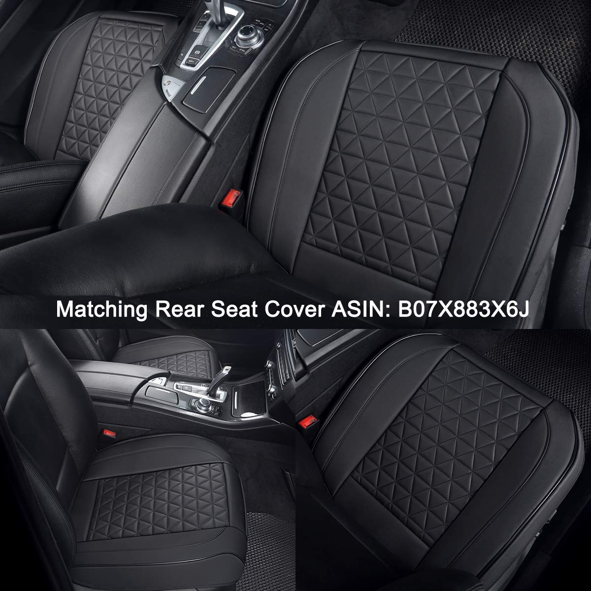 Black Panther 1 Pair Luxury Faux Leather Car Seat Covers Front Bottom Seat Cushion Covers, Anti-Slip And Wrap Around The Bottom,