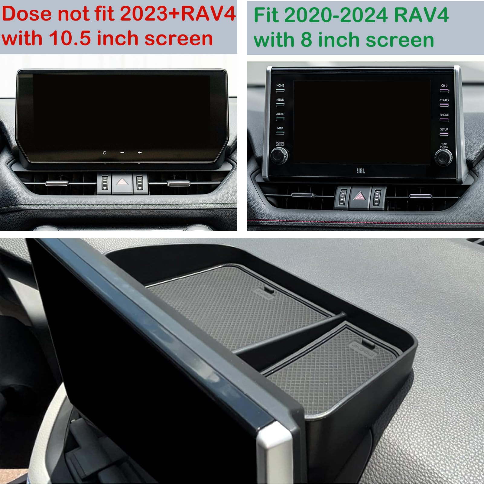 Jaronx Compatible With Toyota Rav4 Dash Organizer 2025 2024 2023 2022 2021 2020, 8'' Screen Dashboard Organizer Tray For Toyota