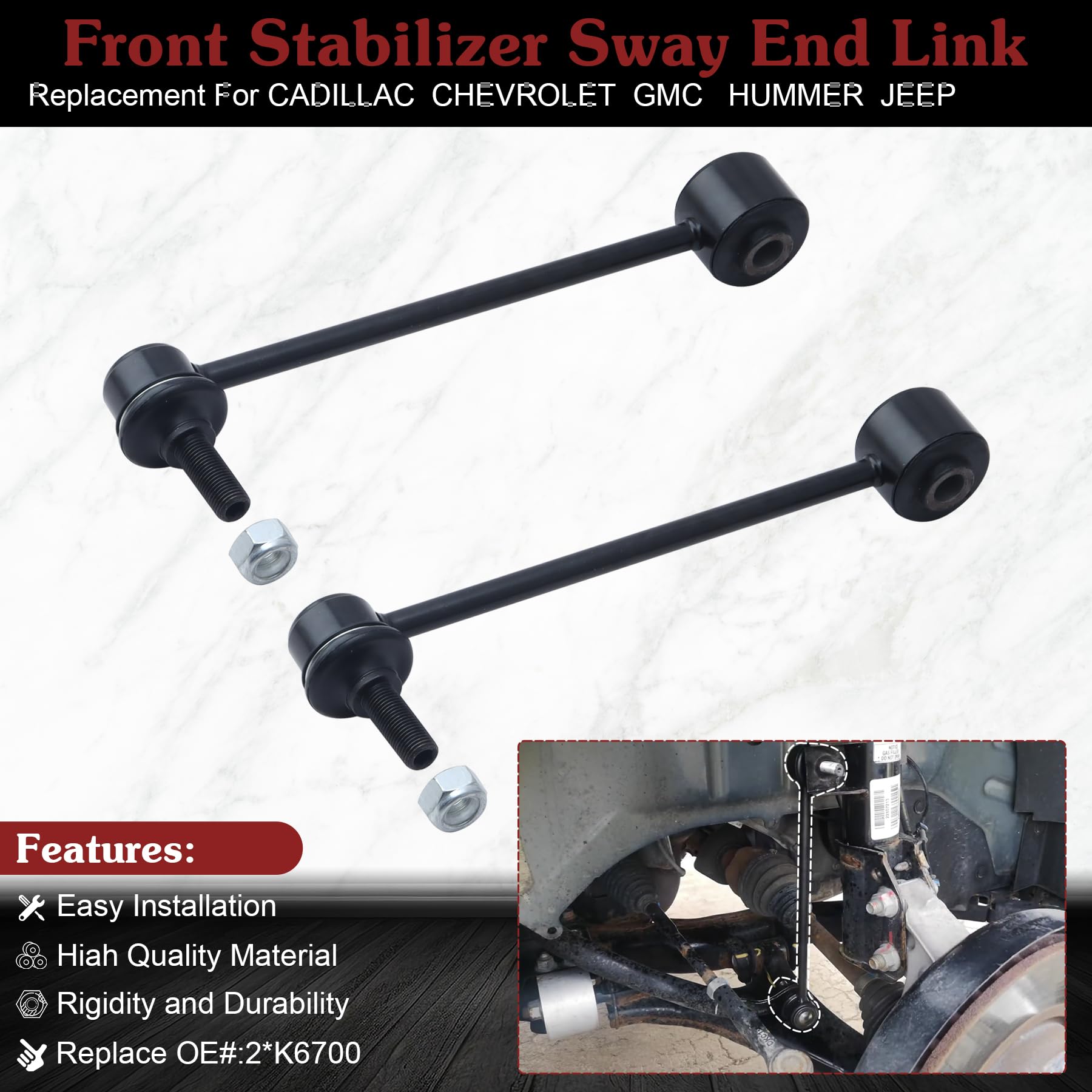 Stiueoav K6700 Sway Bar Link - Rear Stabilizer End Link Compatible With 2002-2020 Escalade?2002-2013 Avalanche?2000-2014 Suburba