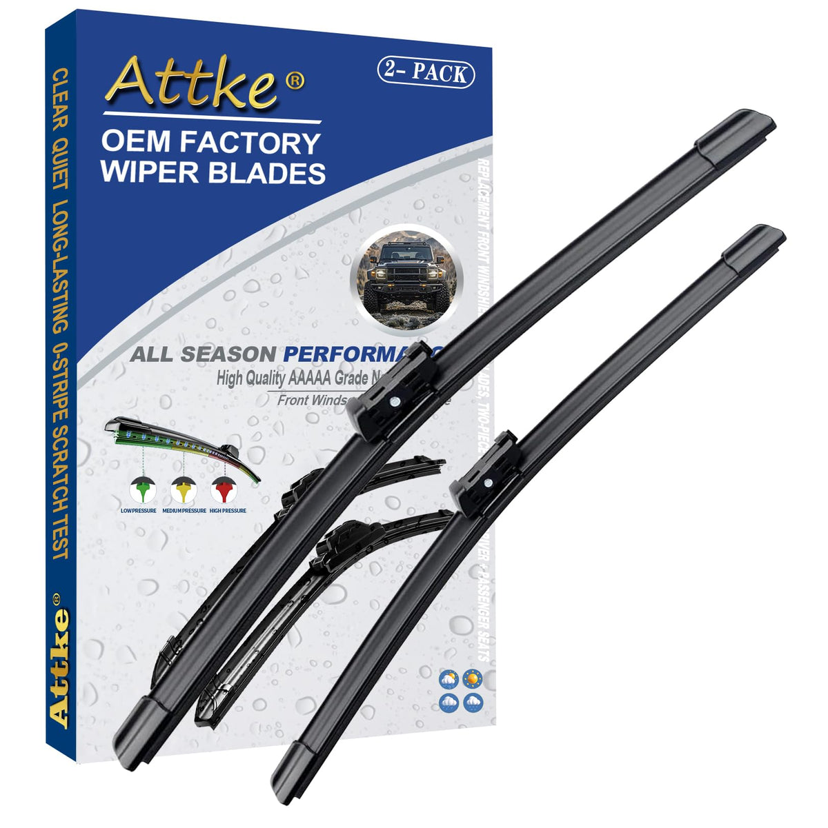 Attke Front Windshield Wiper Blades For Volkswagen Passat 2005-2011/Volkswagen Jetta 2005-2010/Scirocco 2008-2017/Genuine Replac