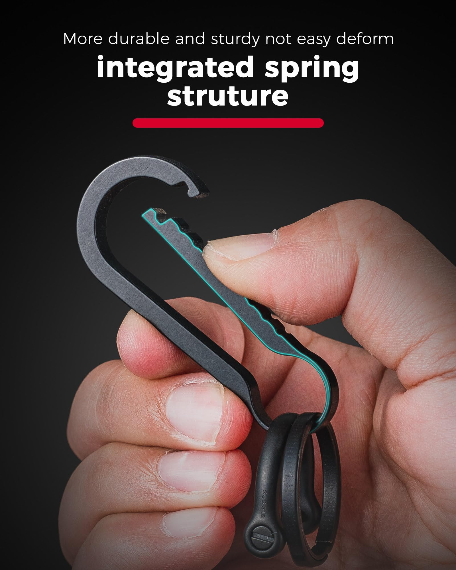 Fegve Key Fob Keychain, Key Rings For Car Keys,Titanium Key Chain Clip With Side-Pushing Keyring & 2/3Inch D Ring Keychain For M