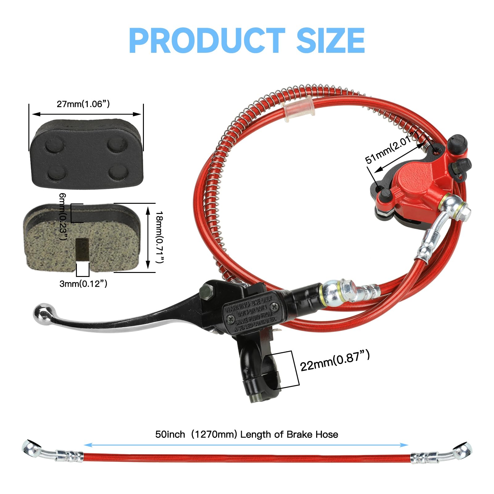 Fvrito Upgraded Mini Bike Hydraulic Disc Brake Kit For Baja Db30 Doodle Bug Blitz Dirt Bug Racer 97Cc 79Cc Predator 2.8Hp Engine With 180Mm Brake Disc Rotor Master Cylinder Caliper Pads Assembly Parts