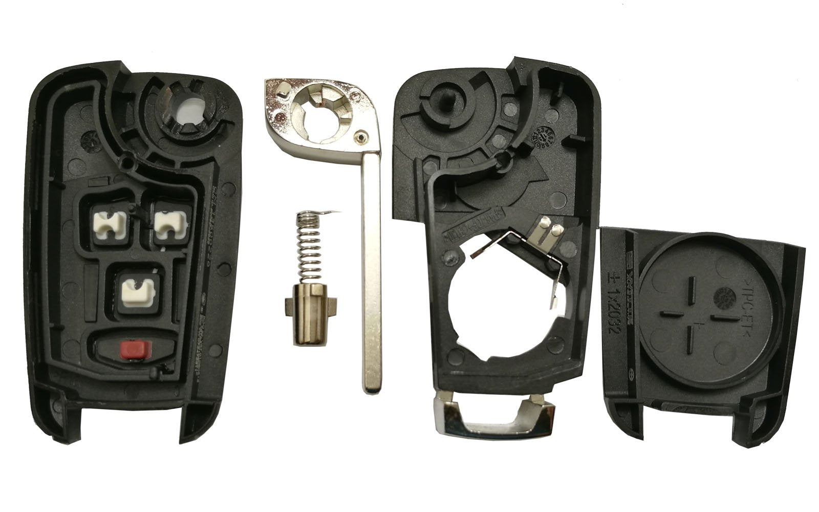 Key Fob Case Shell Fit For Gmc Chevrolet Chevy Equinox Sonic Trax Terrain 4 Buttons Replacement Flip Folding Smart Car Key Fob Cover With Uncut Blade Blank (4 Buttons Key Fob Shell)