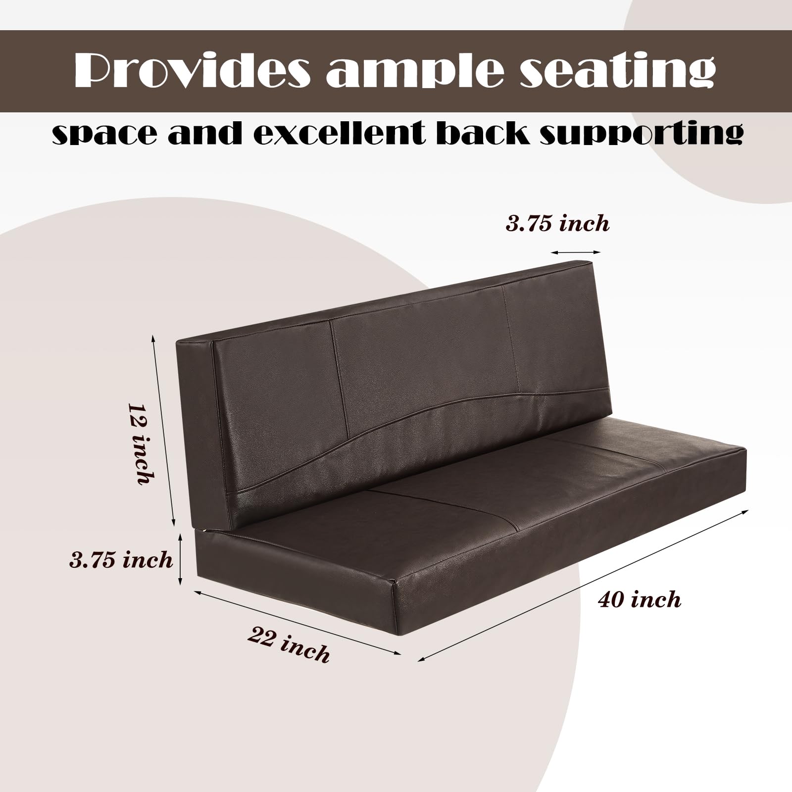 Barydat 2 Sets 40 Inch RV Dinette Cushions Replacement Camper Cushions RV Dinette Booth Seating Backrest with Memory Foam Campin