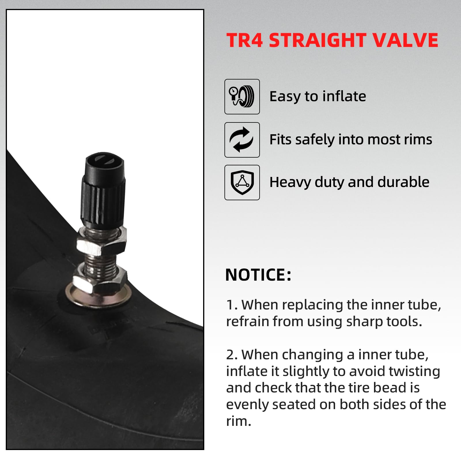 AR-PRO Heavy Duty Dirt Bike Inner Tube 2.75/3.00-21, TR4 Valve Stem, Premium Rubber, 90/90-21, 80/100-21