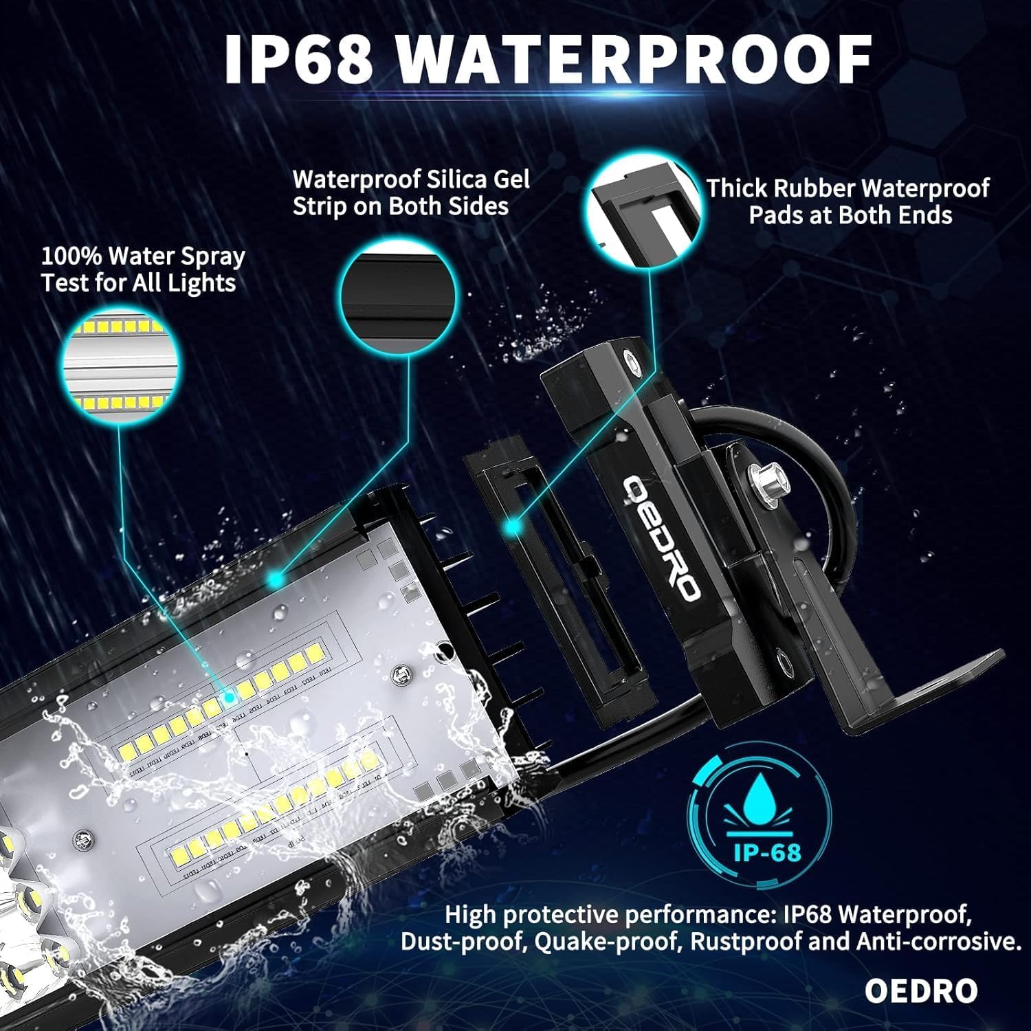 Oedro 22 Inch Led Light Bar Spot Flood Combo Quad-Rows Led Lights Work Lights Ip68 Grade Off Road Light 12V 24V Fit For Pickup S