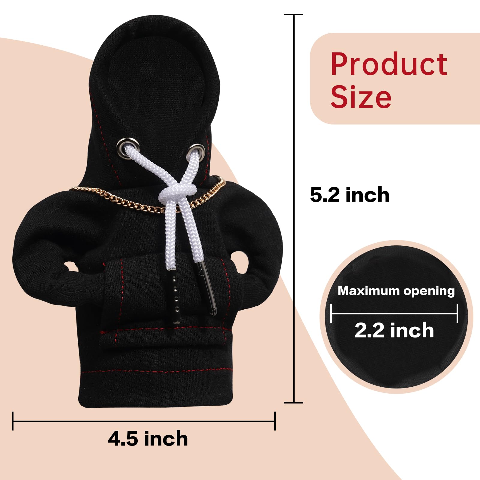 Yajeea Car Gear Shift Hoodie, Funny Mini Hoodie Car Decor, Winter Warm Universal Fit Shift Knob Cover, Automotive Interior Decor