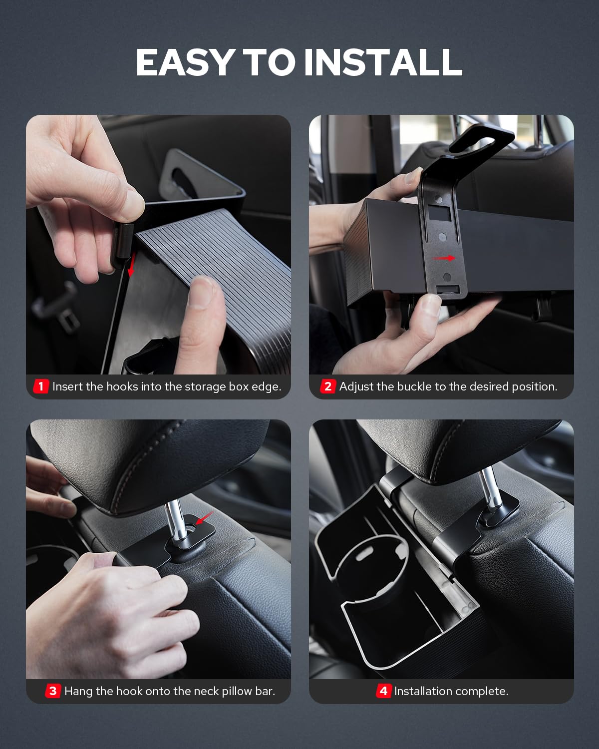 Benlari Car Headrest Backseat Organizer Cup Holder - 3 in 1 Seat Back Organizer with 3.7'' Cup Holder, Headrest Hooks, Multifunc