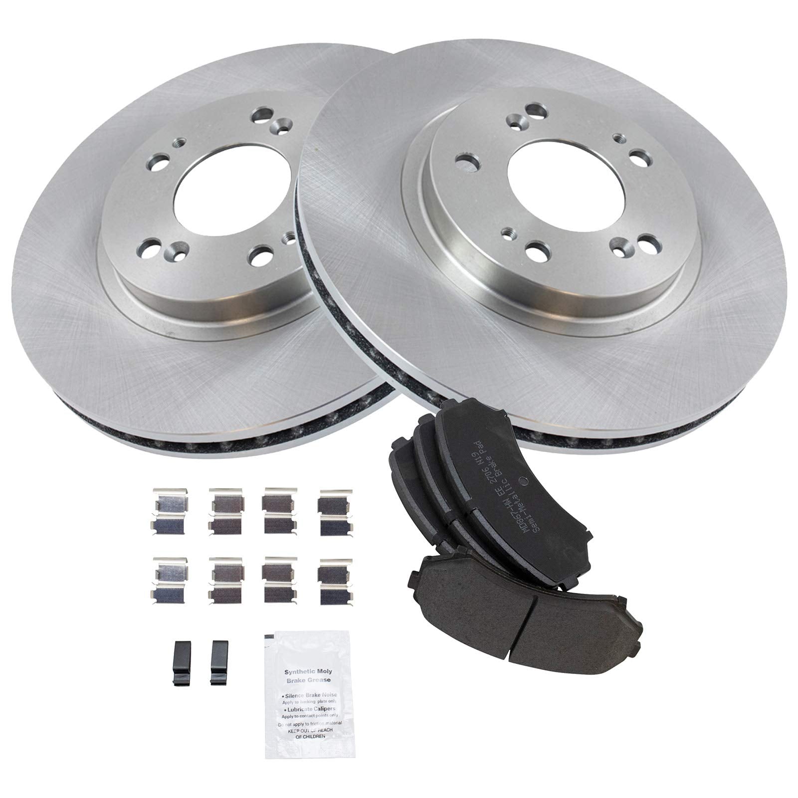 Trq Front Brake Pad & Rotor Kit Brake Pads Brake Rotor Semi-Metallic Compatible With 2004-2011 Mitsubishi Endeavor