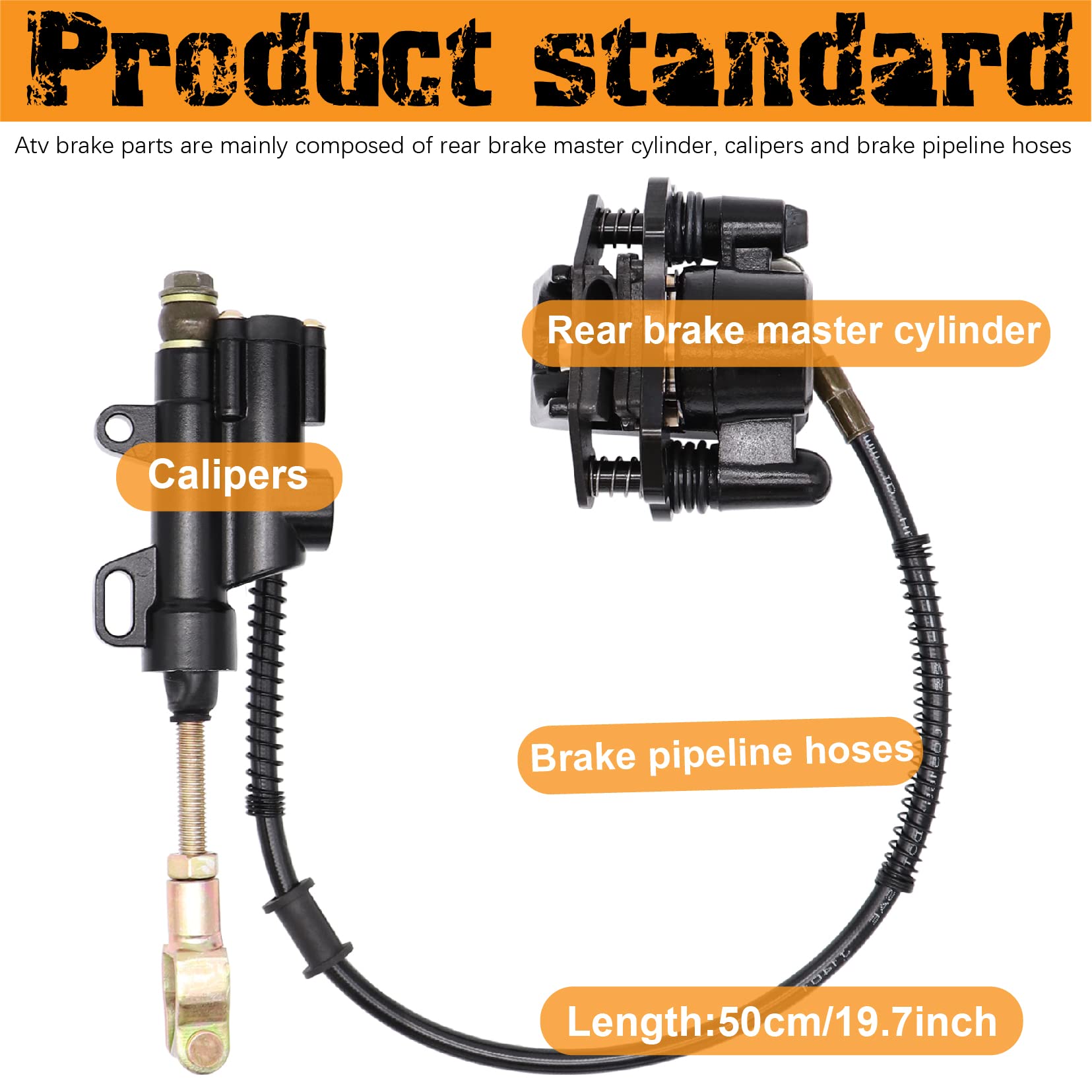 Rear Brake Master Cylinder Caliper Assembly For 50Cc 70Cc 90Cc 110Cc 125Cc Chinese Atv Quad Replacement For Taotao Boulder B1 Coolster 3050Hd