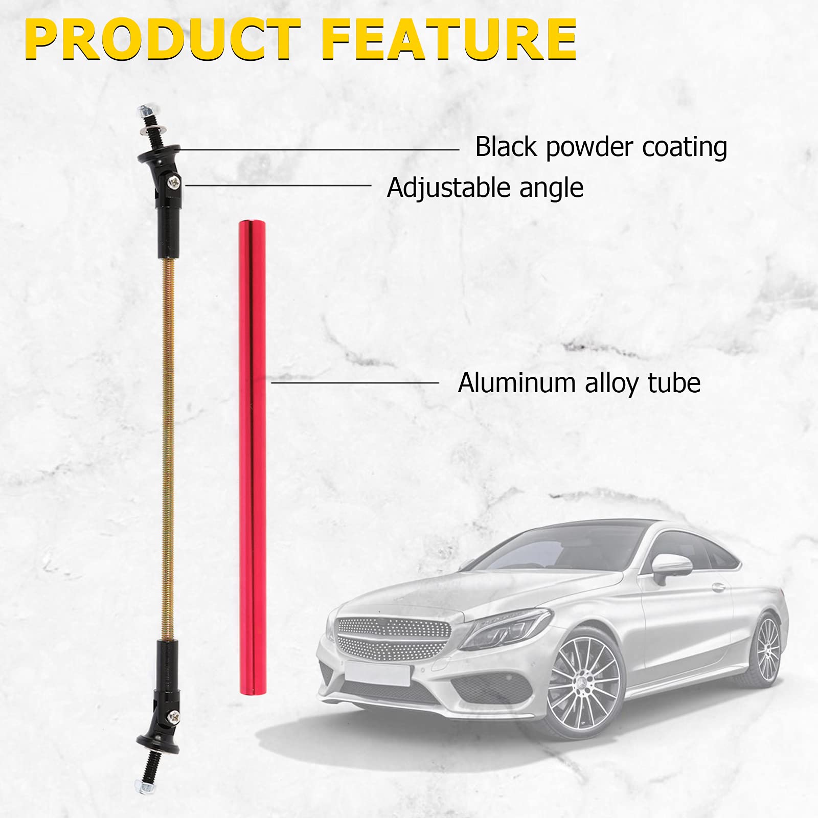 Splitter Strut Rods, Auxmart 200Mm Lip Splitter Support Rod Diffuser Strut Rod Tie Support Bars 200Mm Fit Most Vehicles, Pack Of 2, Red