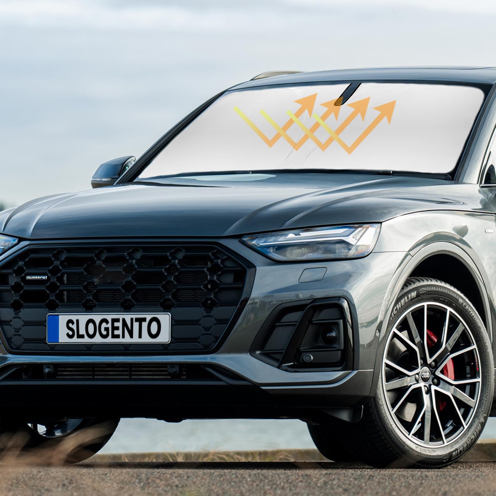 Windshield Sun Shade Car Sunshade For 2018-2024 2025 Audi Q5 Sq5 Premium, Premium Plus, Prestige Crossover Suv Accessories Winds