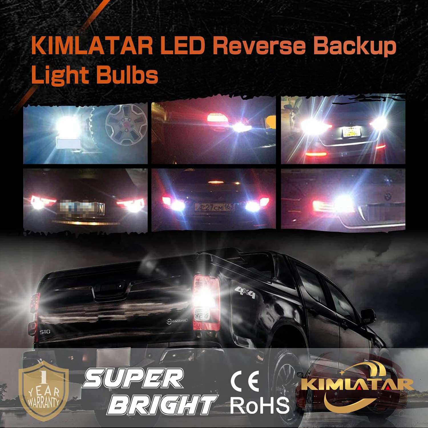 Kimlatar 912 921 T15 Led Bulbs For Back Up Reverse Lights, Canbus Error Free, 20W 4000Lumens, Csp 6-Smd Upgraded T15 Replacement
