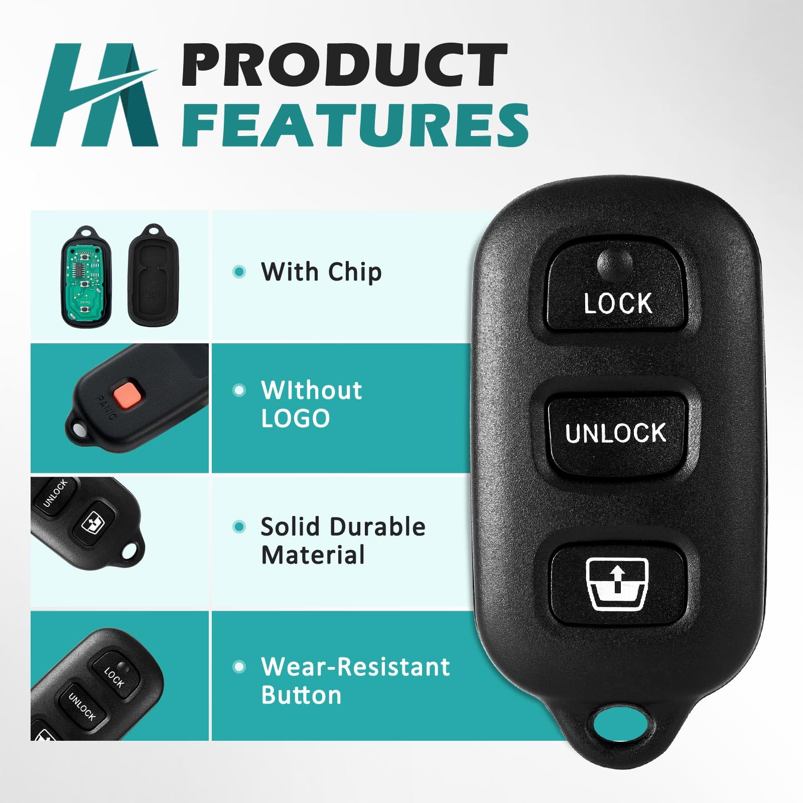 Key Fob For Toyota Sequoia 2001-2007, 4Runner 1999-2009 Keyless Entry Remote Replacement Smart Key Fob 4-Buttons 2 Pack(Fcc Id: