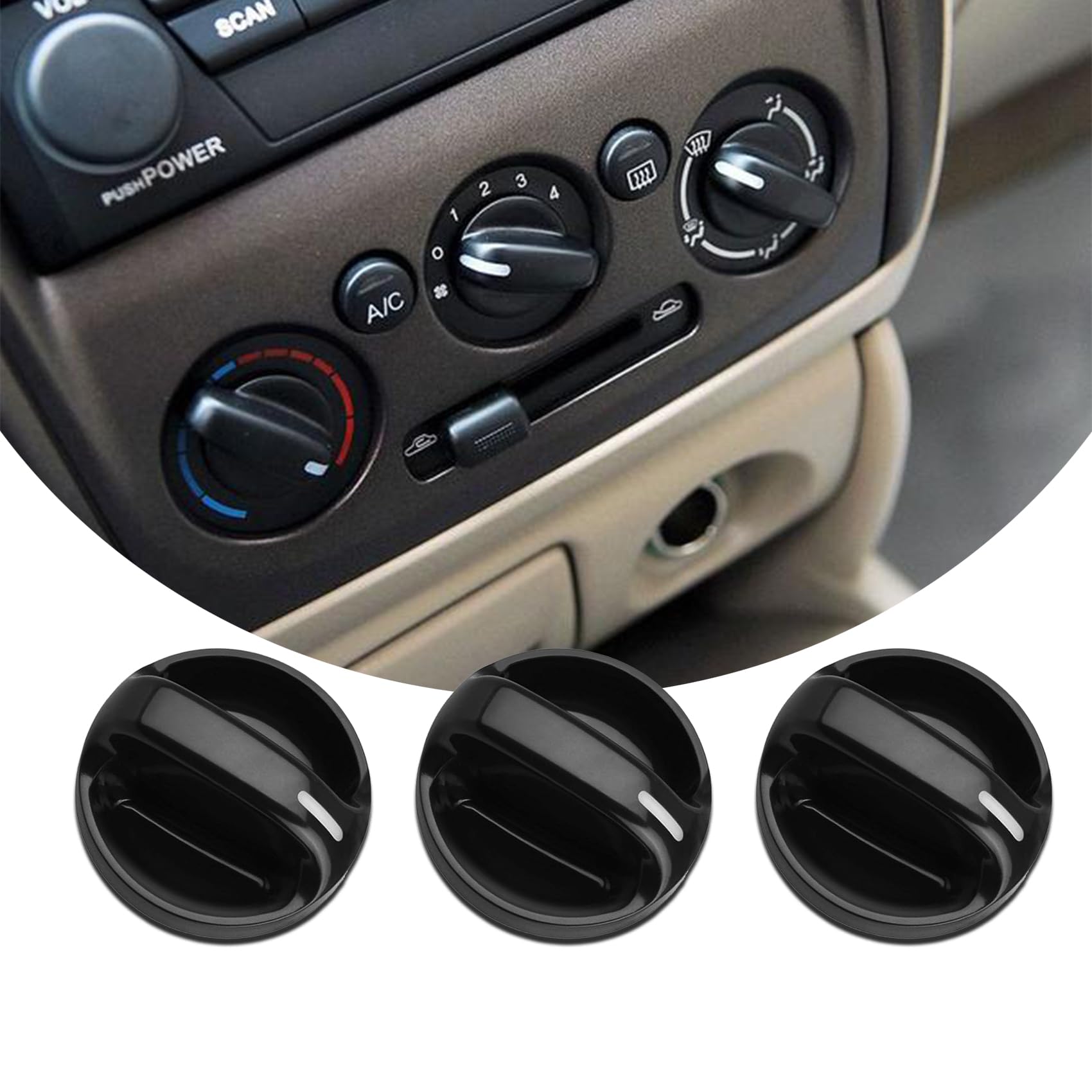 Kutyun 3Pcs AC Climate Control Knob, Replacement AC Heater Blower Fan Control Knob #55905-0C010, Car Accessories Air Conditioner