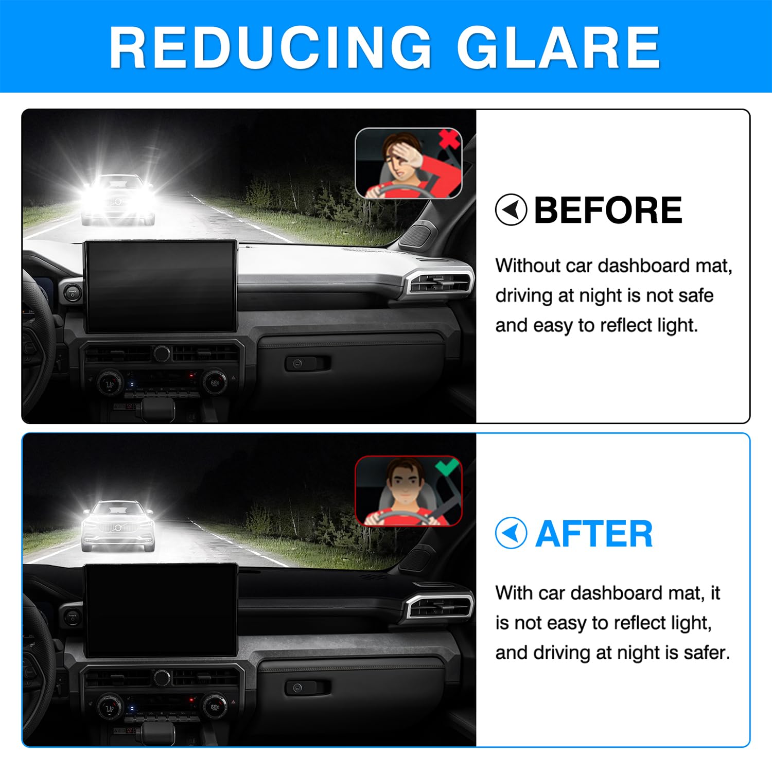 Autorder Dashboard Cover Mat For 2024 2025 Toyota Tacoma Accessories Dash Cover Upgrade Velvet Dash Mat Uv Rays Protector