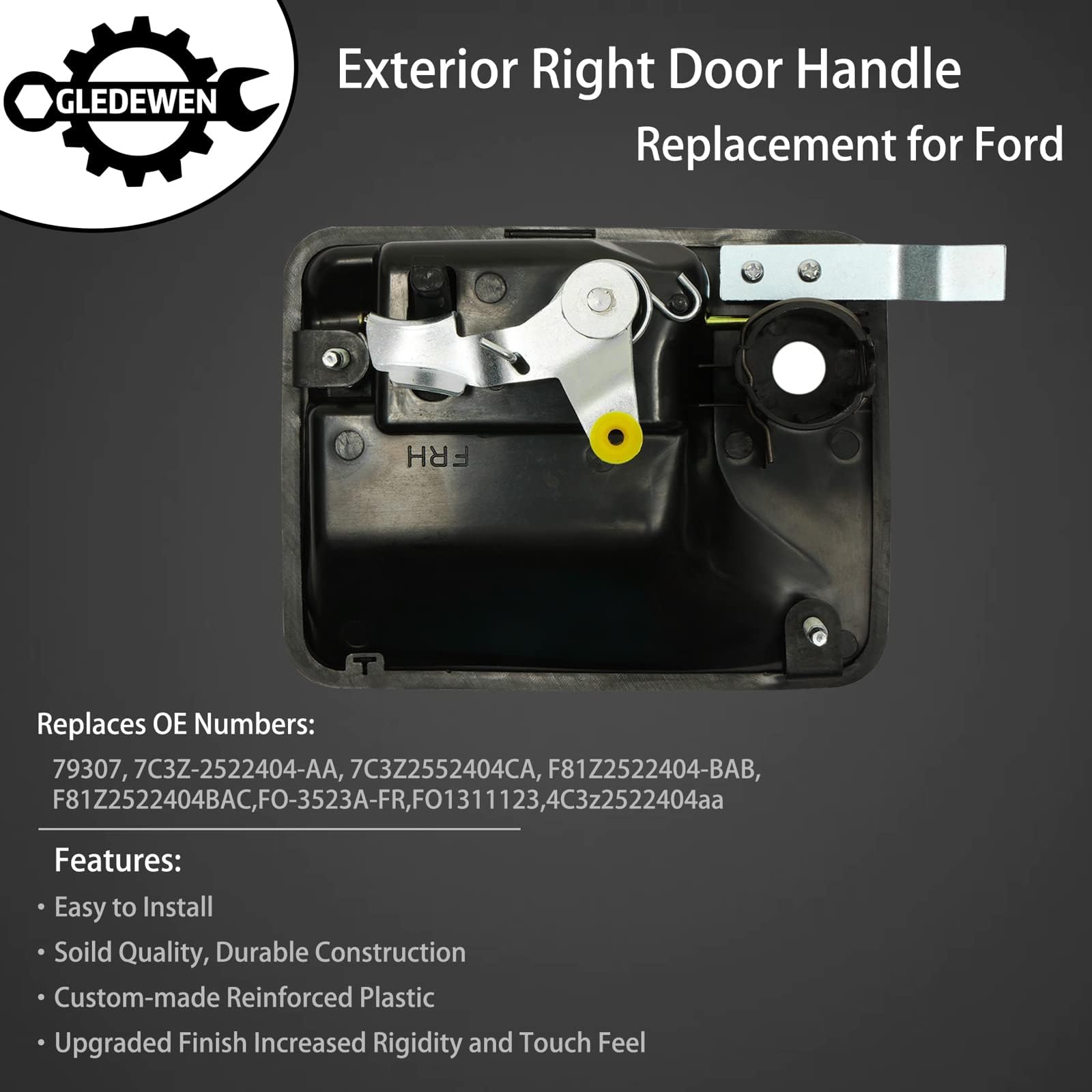 Exterior Door Handle, Compatible With 1999-2016 Ford F-250 F-350 F-450 F-550 Super Duty, Front Outside Right Passenger Side With