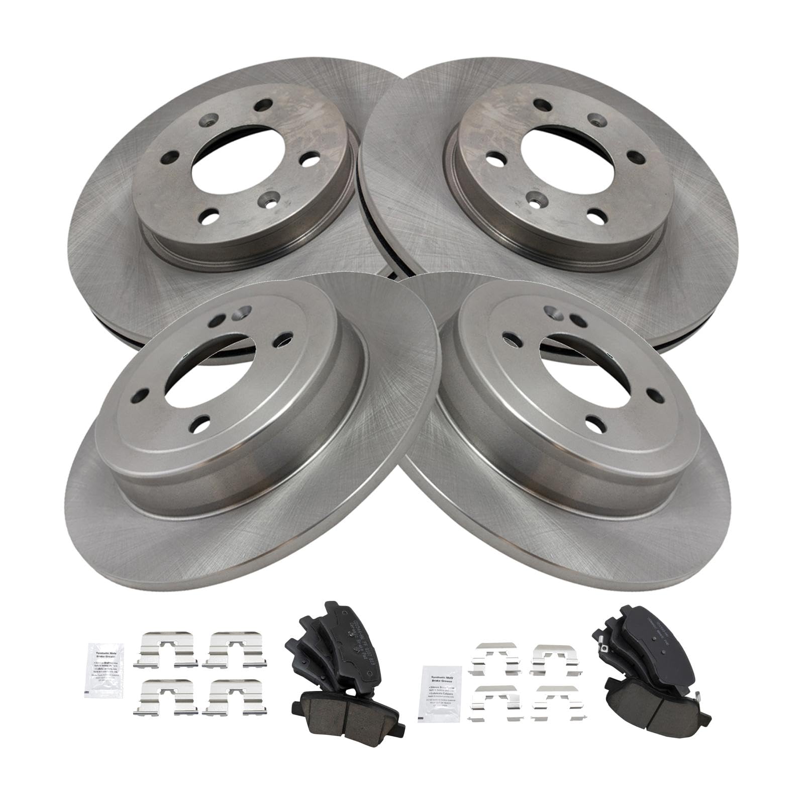 Trq Front & Rear Premium Posi Ceramic Disc Brake Pad & Rotor Kit For Hyundai Accent Kio Rio