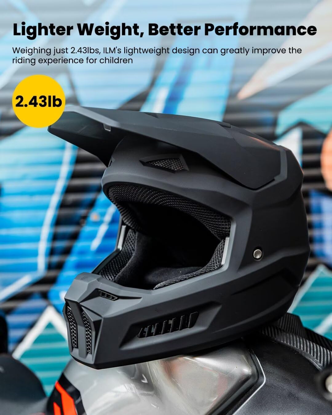 ILM Youth Dirt Bike Helmets Kids ATV Helmet Motorcross BMX Off Road Motorbike with Goggles Gloves Mask DOT Model MT601Y (Matte B