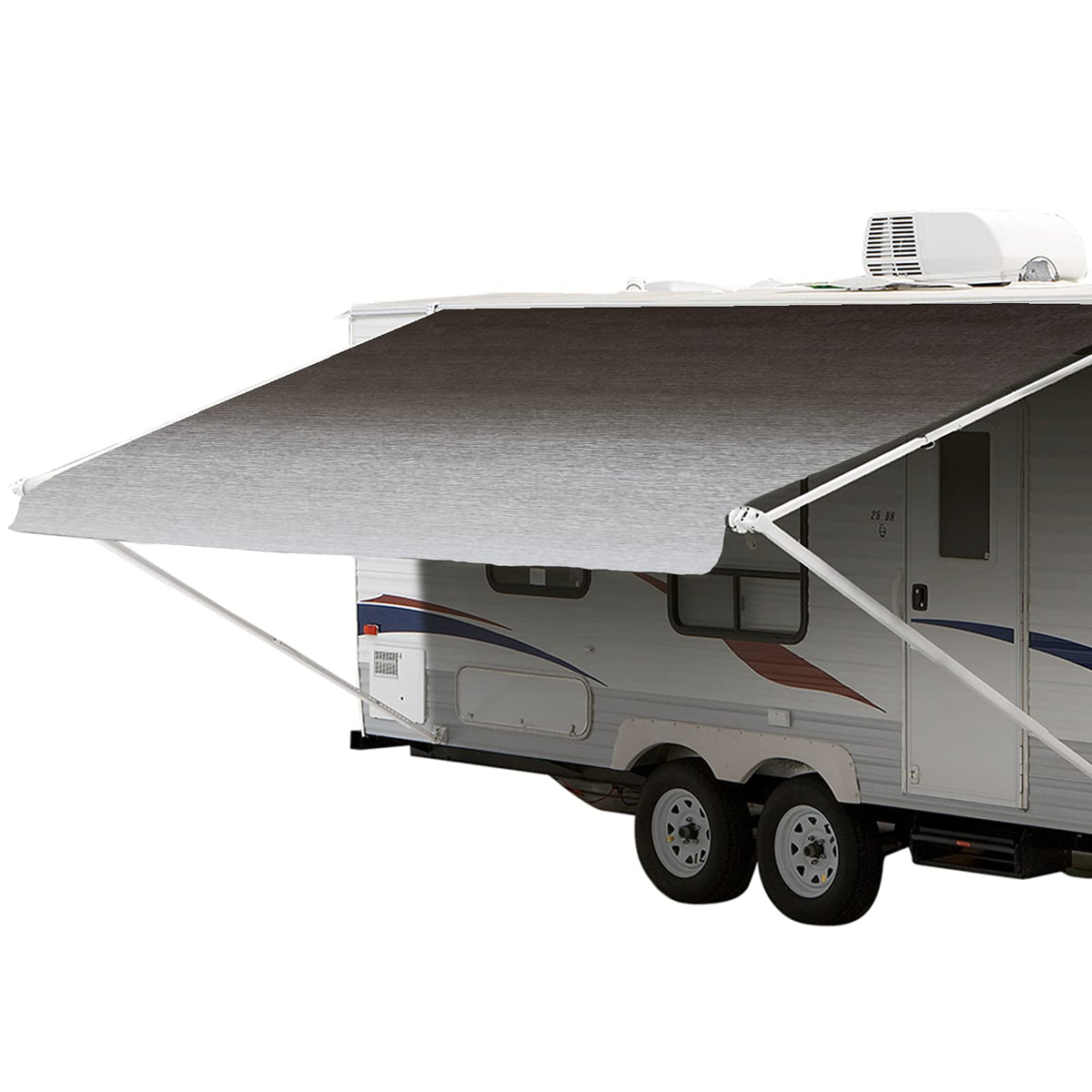 Shadepro - Rv Awning Fabric Replacement - Premium Grade Weatherproof Vinyl - Universal Outdoor Canopy For Camper, Trailer, And Motorhome Awnings - Reverse Charcoal Fade - 11' (Fabric 10' 2)