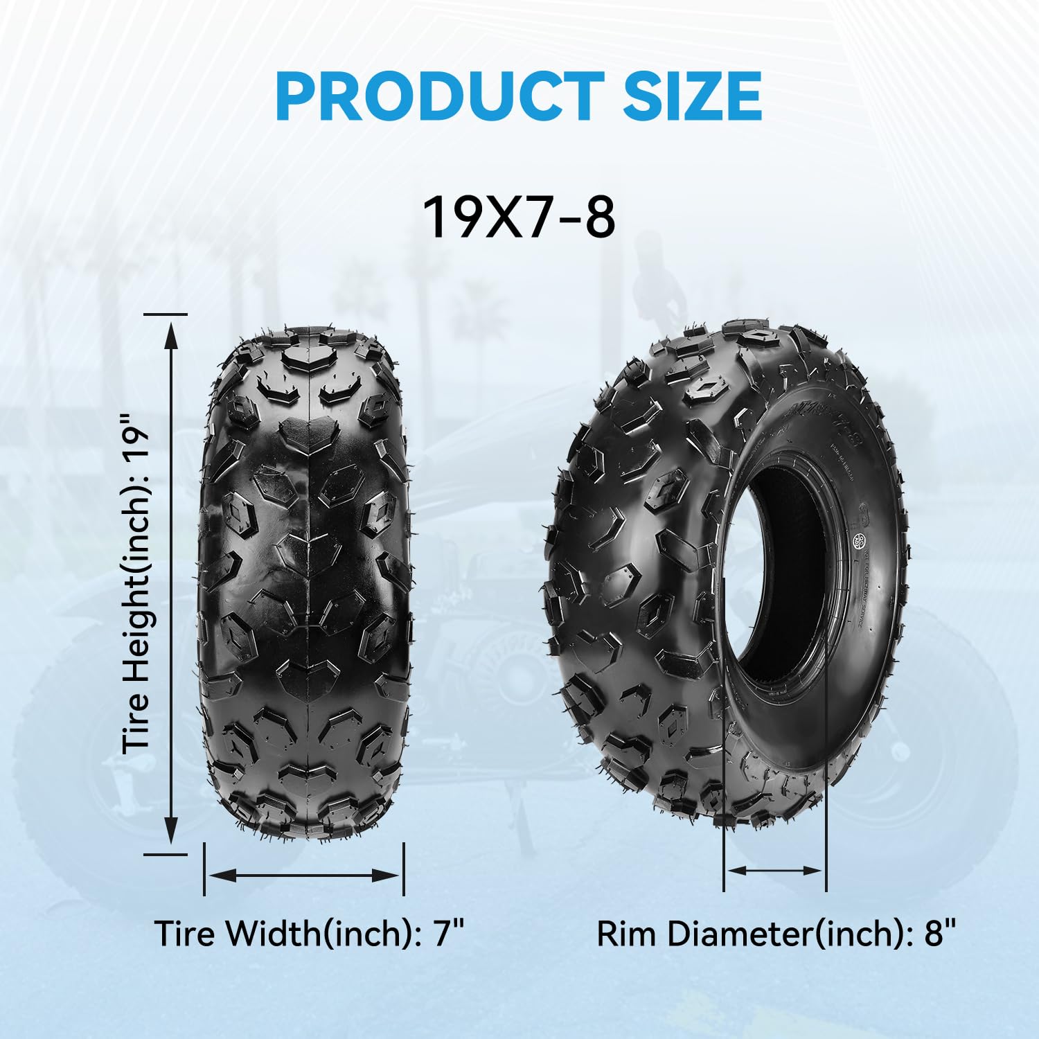 EOPOAYI 19x7-8 Mini Bike Tires Tubeless Replacement for Coleman CT200U BT200X CT200U-EX Baja Warrior MB200 Axis M200 Coolster 11