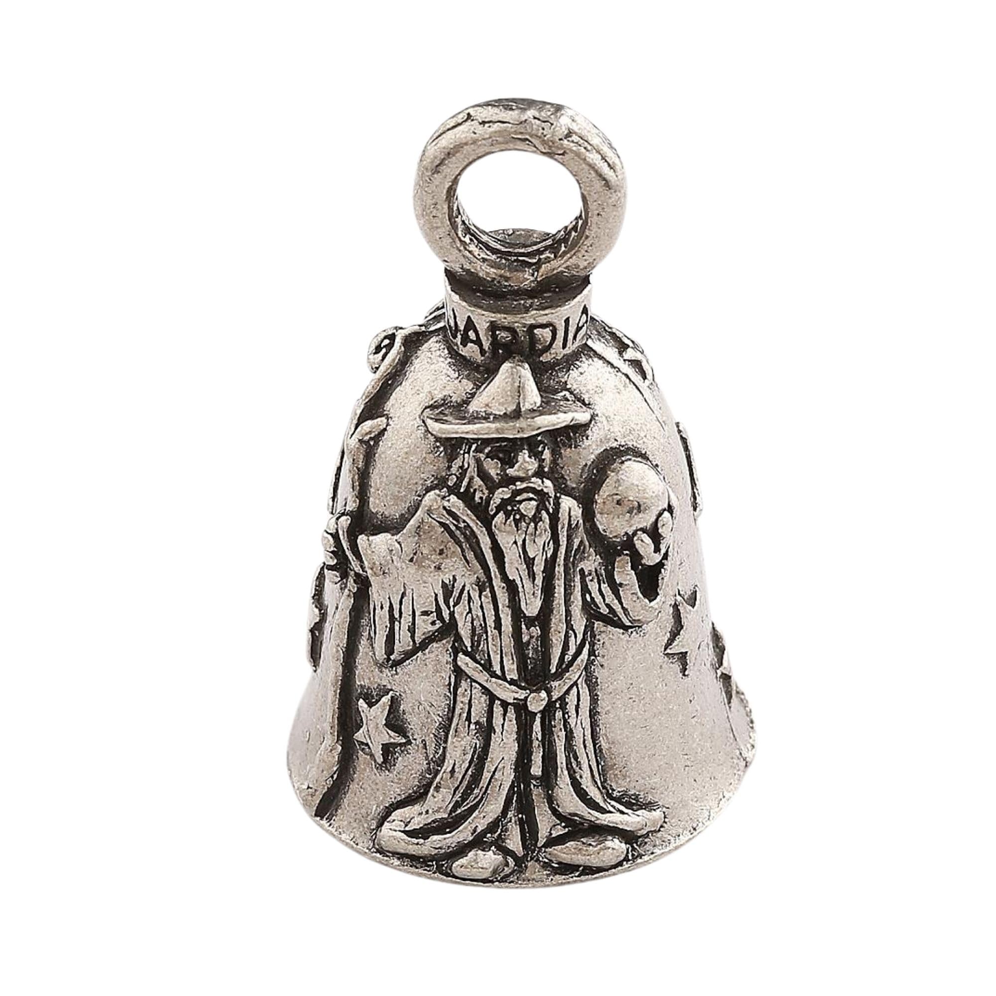 Guardian Bell Wizard Good Luck Bell W/Keyring & Black Velvet Gift Bag | Motorcycle Bell | Lead-Free Pewter | Good Luck Gift To F