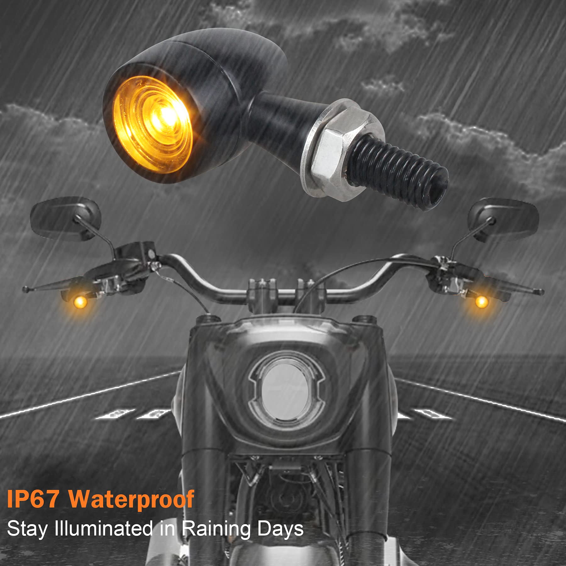 Quasco Led Motorcycle Turn Signal Lights Universal Mini Front Blinkers Compatible With Harley Honda Suzuki Triumph Yamaha