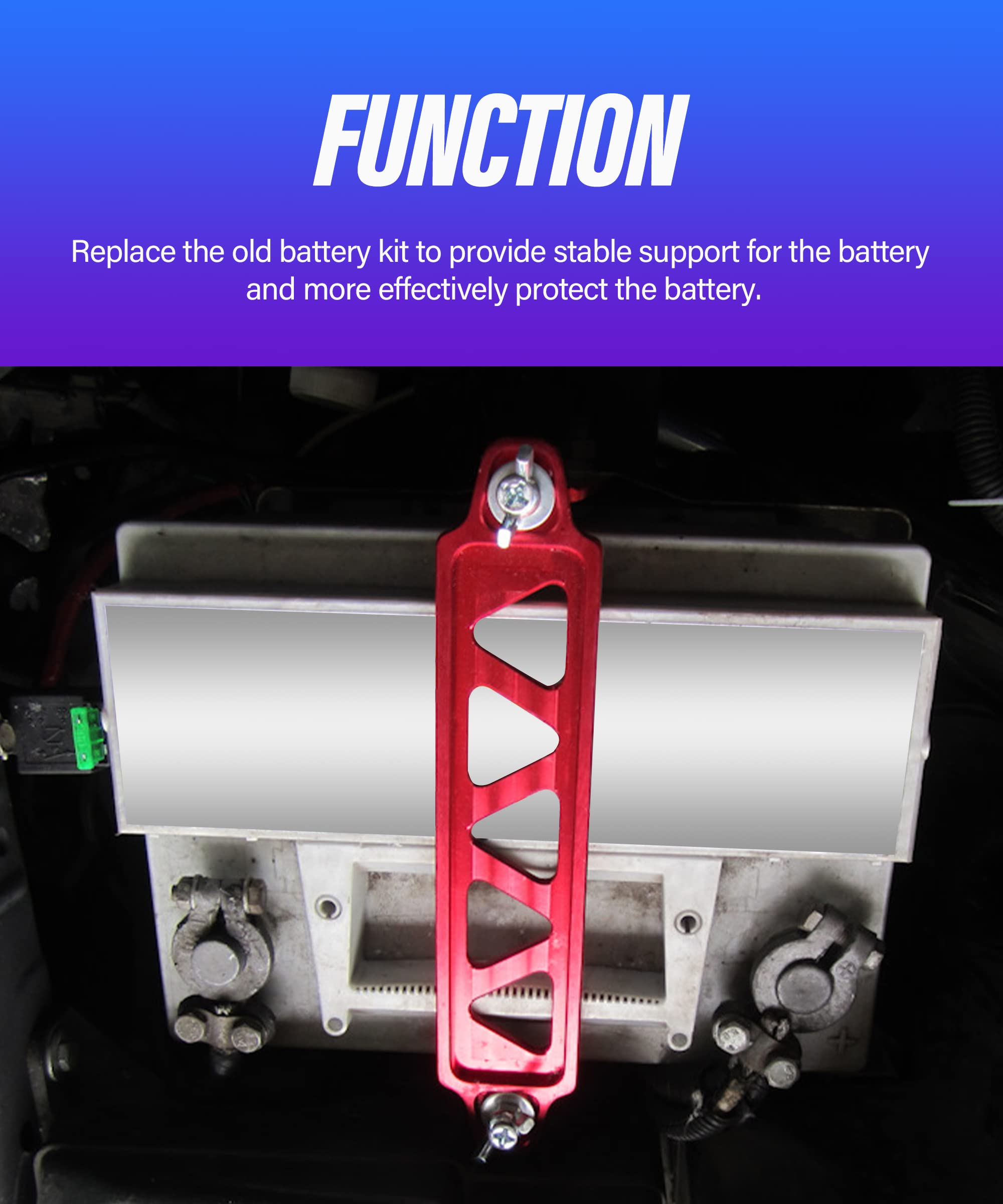 Esewalas Aluminum Alloy Battery Hold Down Bracket,Car Battery Holder Kit With 10In J Bolts,Car Battery Lock Down,Battery Tie Dow