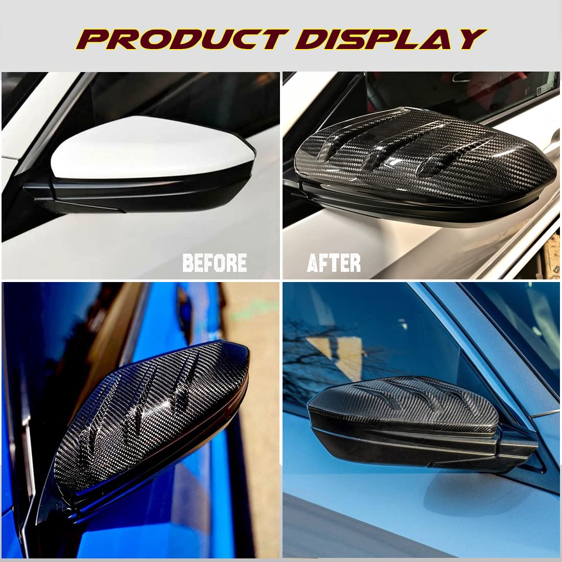 Gaofeiltf Mirror Caps Covers Fits For 10Th Gen Honda Civic 2016-2021 Sedan Coupe Hatchback Crider Envix Real Carbon Fiber Mugen