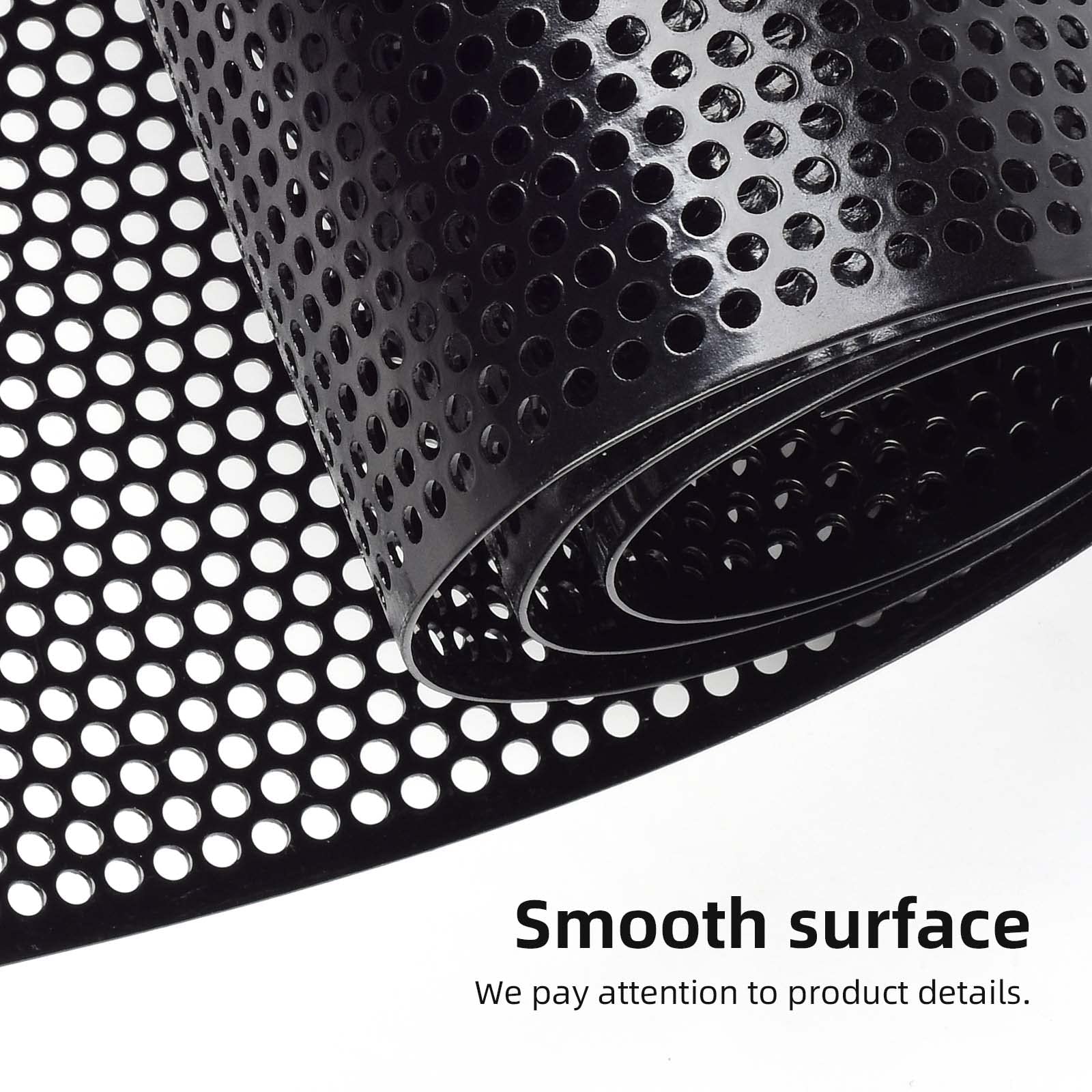 Aggauto Universal 40'X13' Car Grill Mesh - Aluminum Alloy Automotive Grille Insert Bumper Perforated Metal Sheet Round Hole 4Mm, One Of The Most Multifunctional Shape Grids 100X33Cm Black