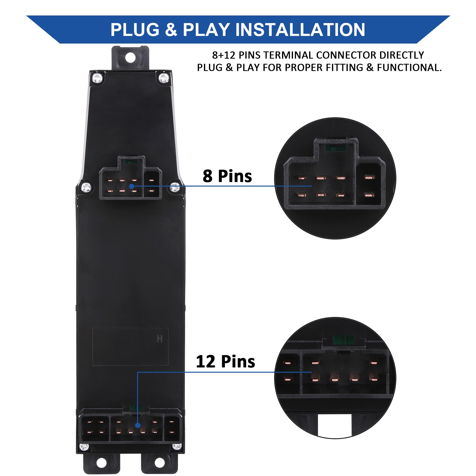Master Power Window Switch And Bezel 56049805Ab, Compatible With 2002-2009 Dodge Ram 1500 2500 3500, 2001-2004 Dodge Dakota, 01-