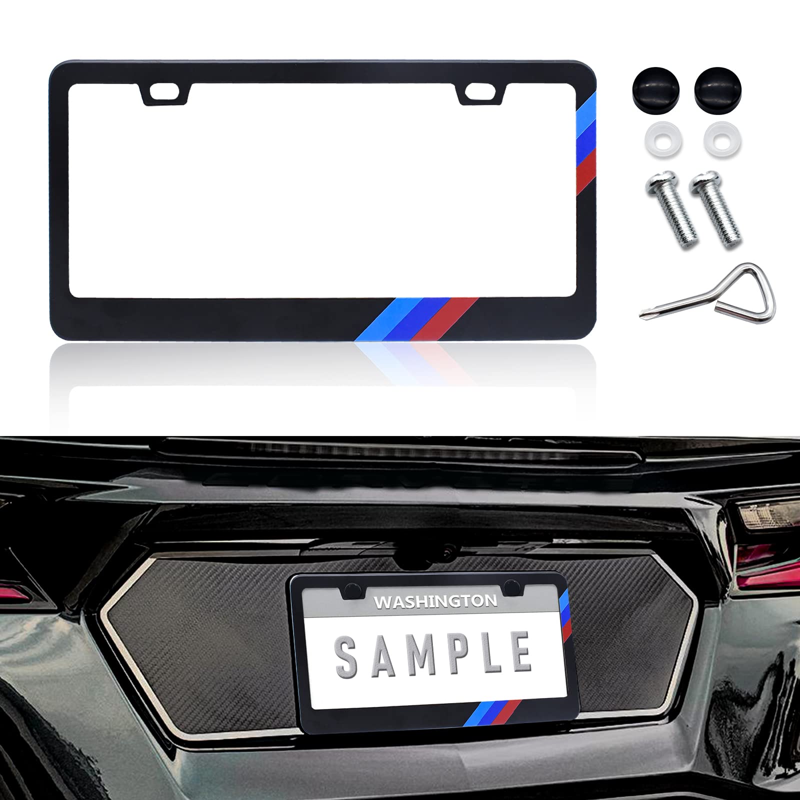 Matte License Plate Frames For Bmw Aluminum Alloy 3 Color License Plate Cover Holder Fits For All Bmw License Plates Sports Logo