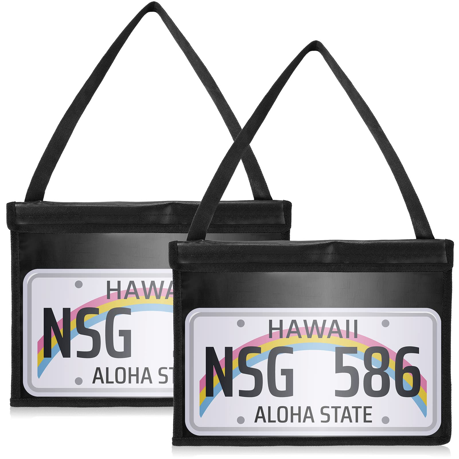 Frienda 2 Pcs License Plate Holder with Hanging Strap Test Drive License Plate Tag Bag Dealer Plates Tag Bags Black Plate Frame 