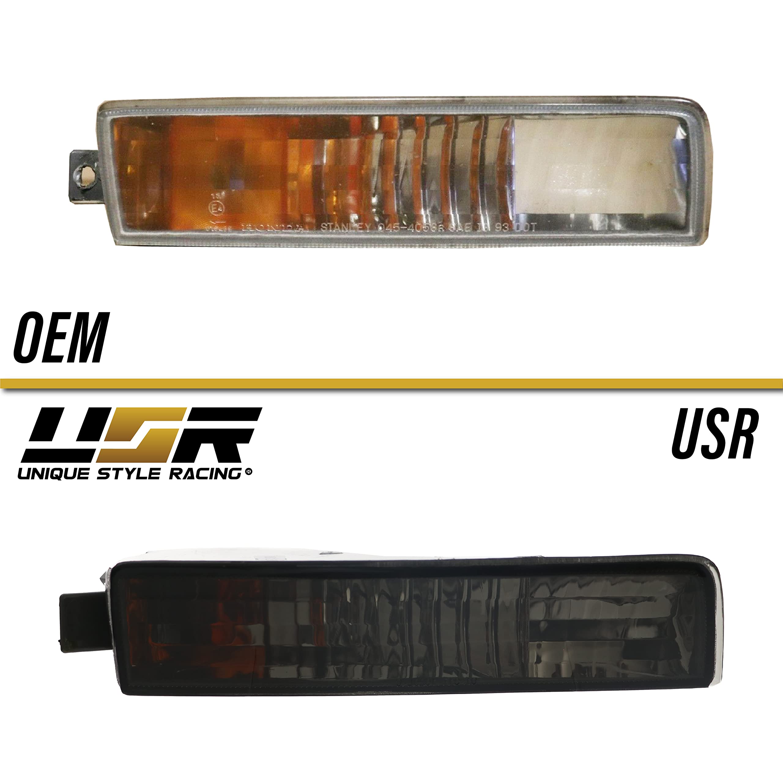USR UNIQUE STYLE RACING Bumper Lights Set for 97-01 Honda Prelude - Front Smoke Parking Turn Signal Lamp (Left + Right) Model 317-1629PTA-VS