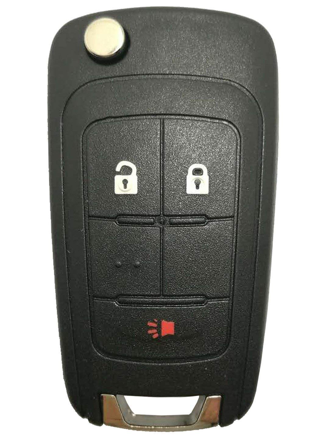 Key Fob Case Shell Fit For Chevrolet Chevy Equinox Sonic Gmc Terrain 3 Buttons Replacement Flip Folding Smart Car Key Fob Cover With Uncut Blade Blank (3 Buttons Flip Key Shell)