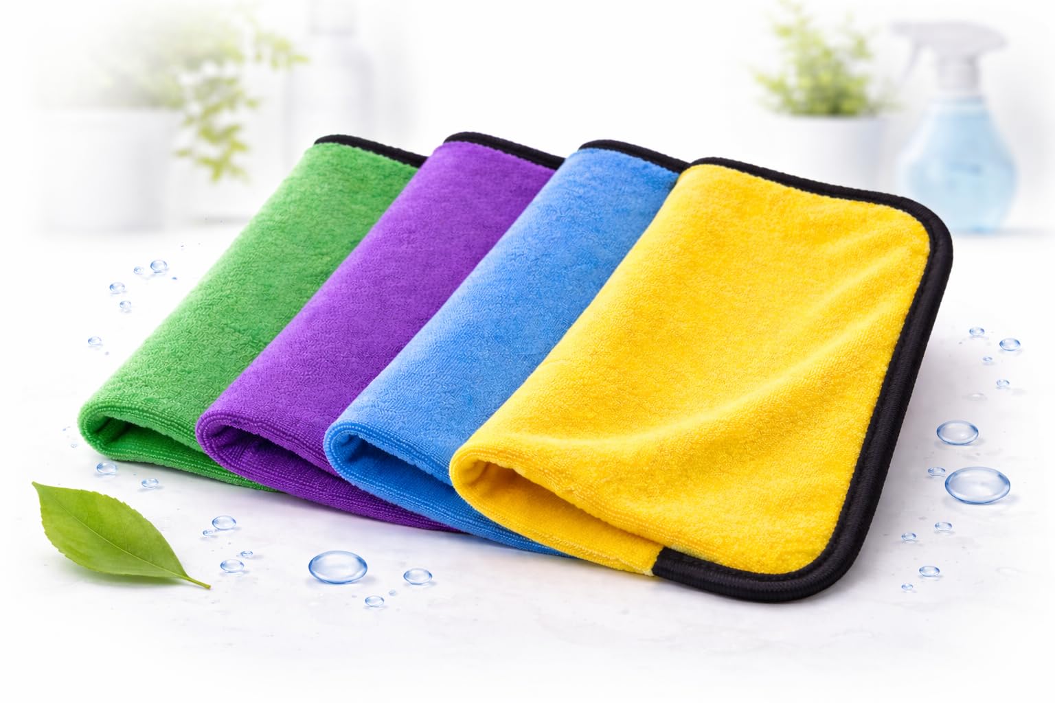 Super Soft Microfiber Car Cleaning Duster  4 pcs  40x40 cms  500 GSM |Thick Lint & StreakFree Automotive Microfibre Towels f