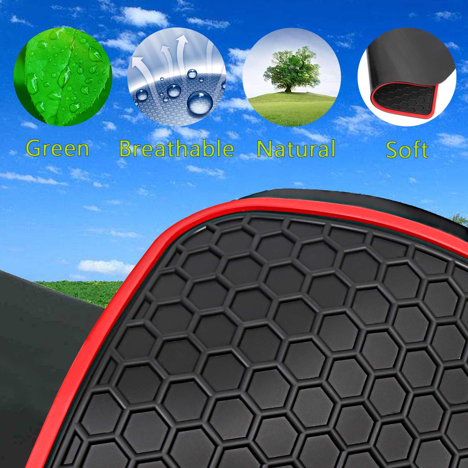 San Auto Car Floor Mats Custom Fit For Toyota Rav4 (No Hybrid) 2019 2020 2021 2022 2023 2024 2025 Black Red Rubber Auto Liners S