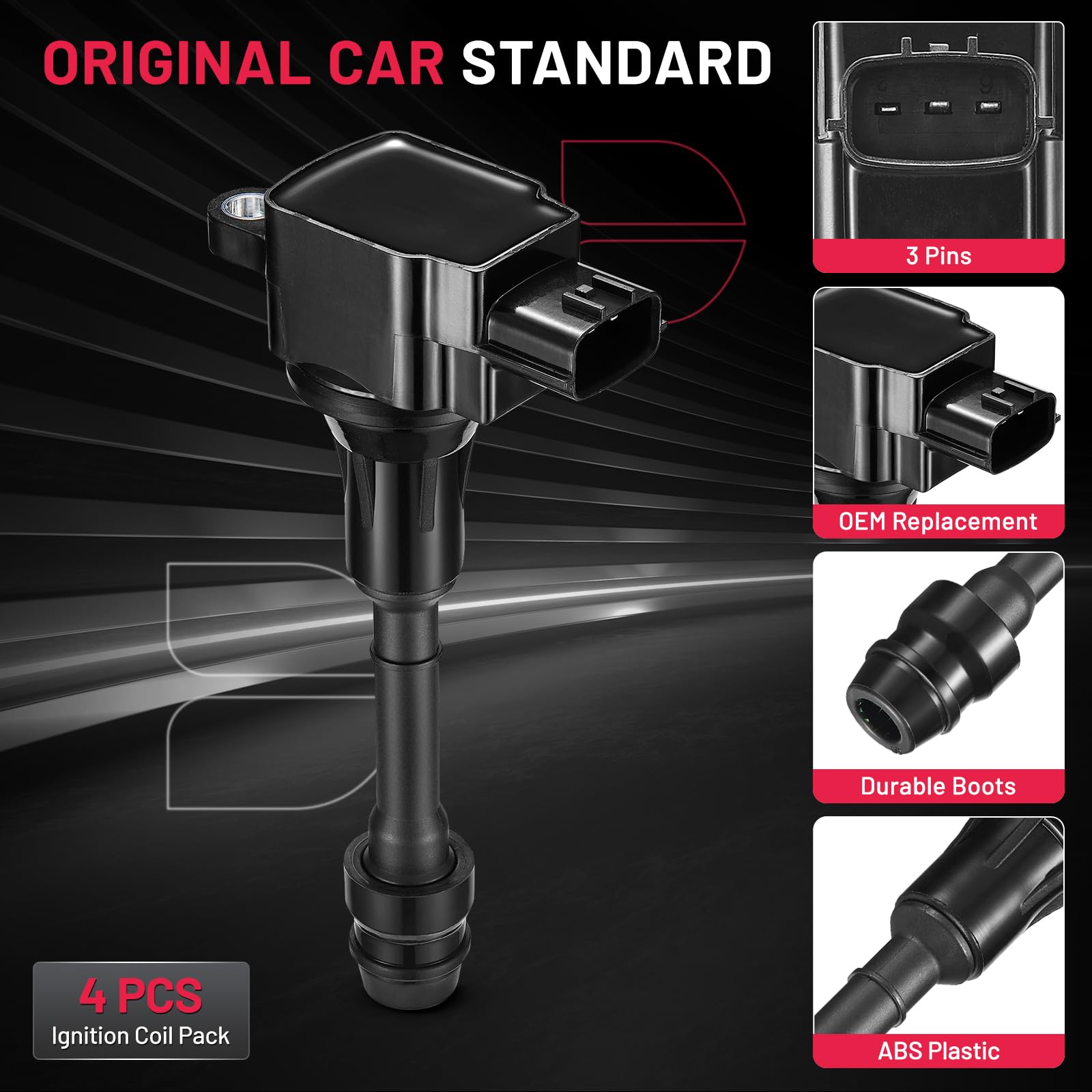 Bdfhyk Ignition Coils Pack Compatible With Nissan Altima Sentra X-Trail L4 2.5L Coil For Uf350 224488H3 C1398 22448-8H315 22448-