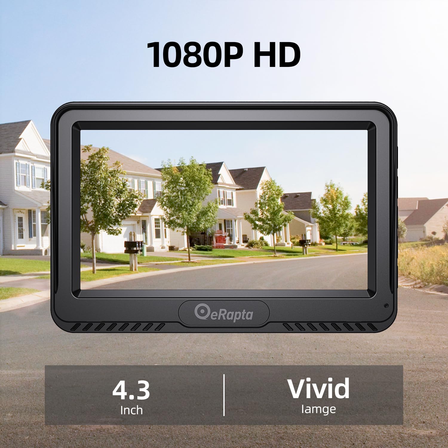 Erapta Backup Camera 4.3''Hd 1080P Front Rear View Monitor Kit Ip69 Waterproof Night Vision Diy Grid Lines For Car Trucks Rvs Tr