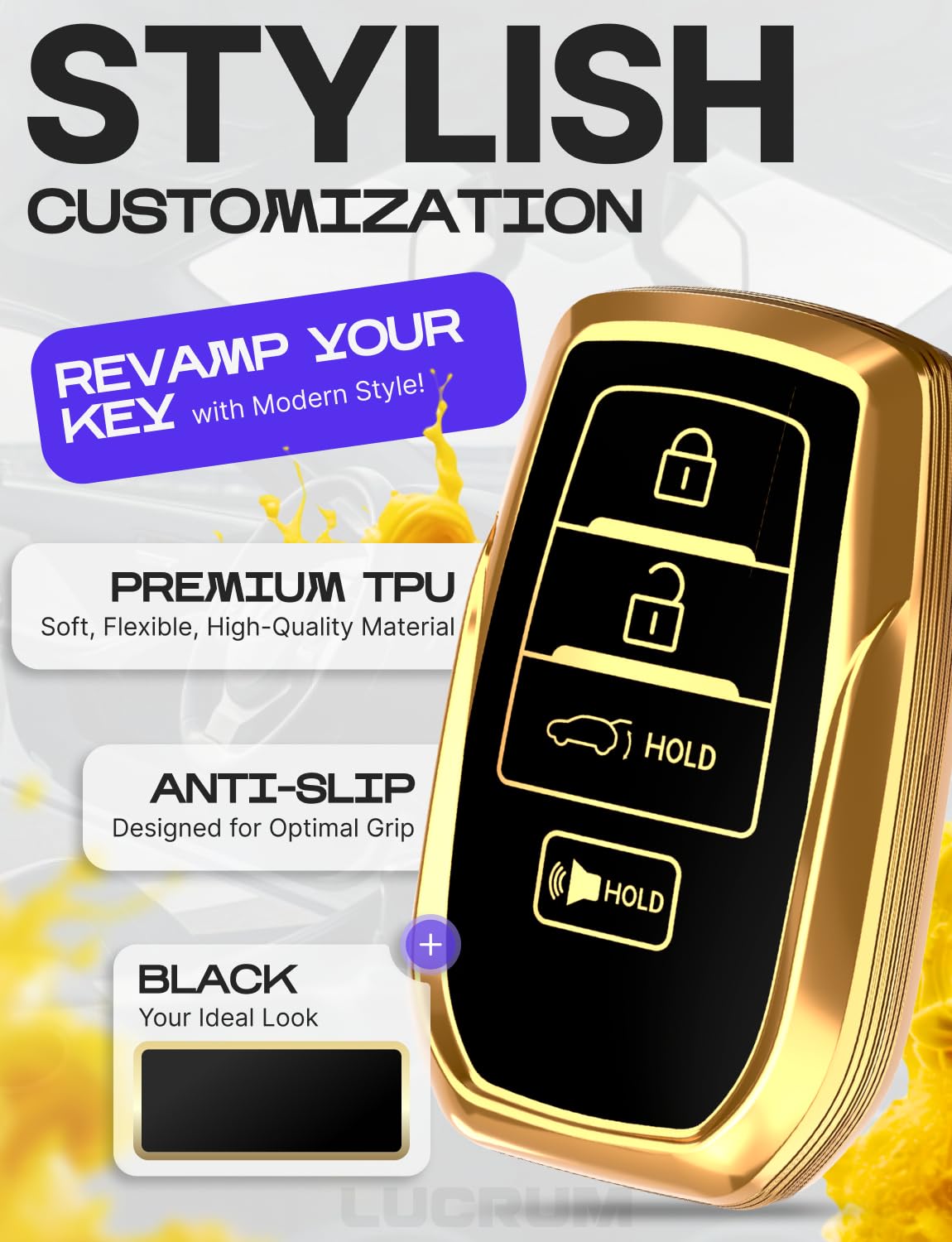 For Toyota Corolla Key Fob Cover And Leather Keychain - Full Cover Key Case For Avalon, Camry, C-Hr, Highlander, Prius, Venza -