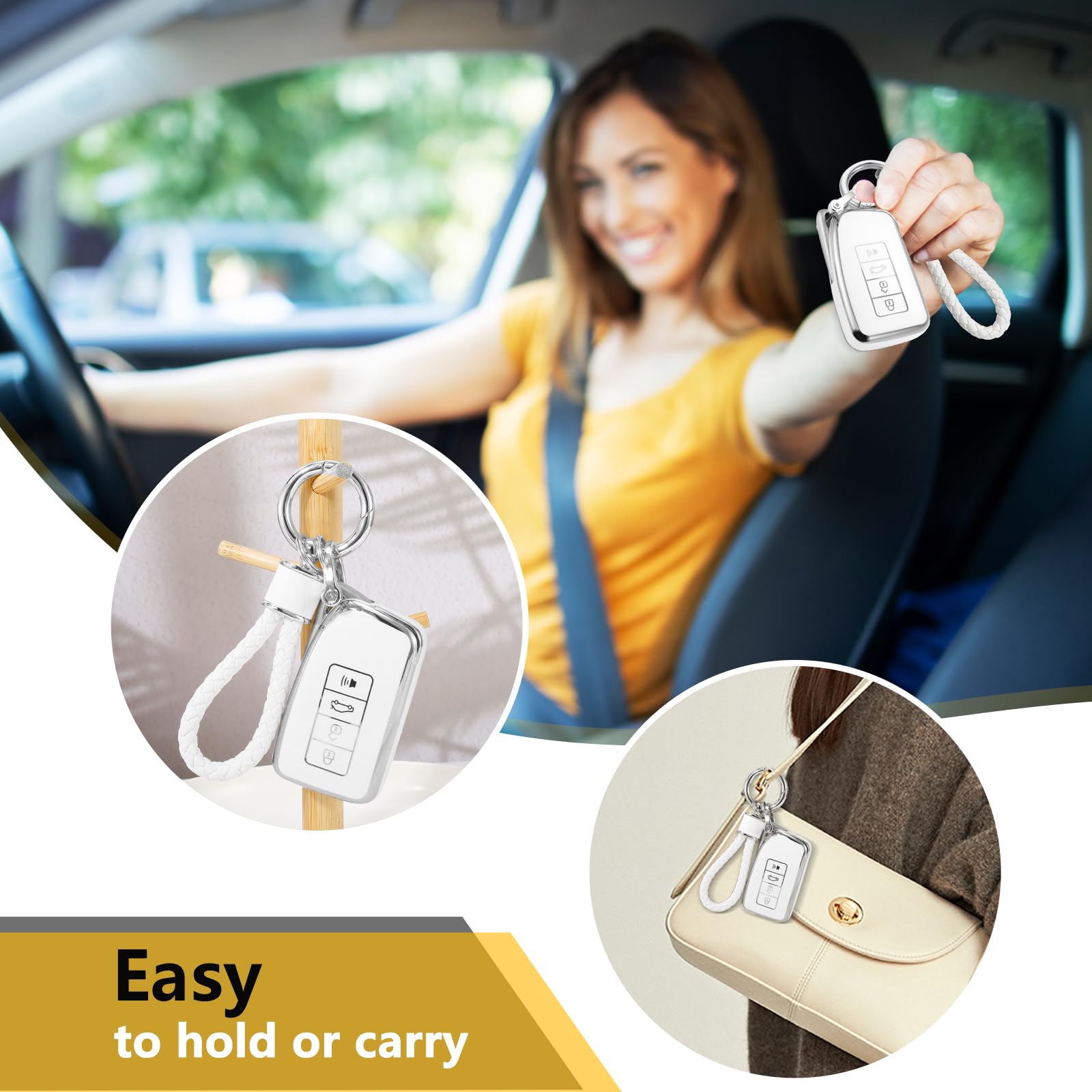 Ctrinews For Lexus Key Fob Cover With Metal Braided Keychain, Upgraded Soft Case For Gs Gs-F Es Is Is-F Rc Rc-F Nx Lx570 Rx350/4