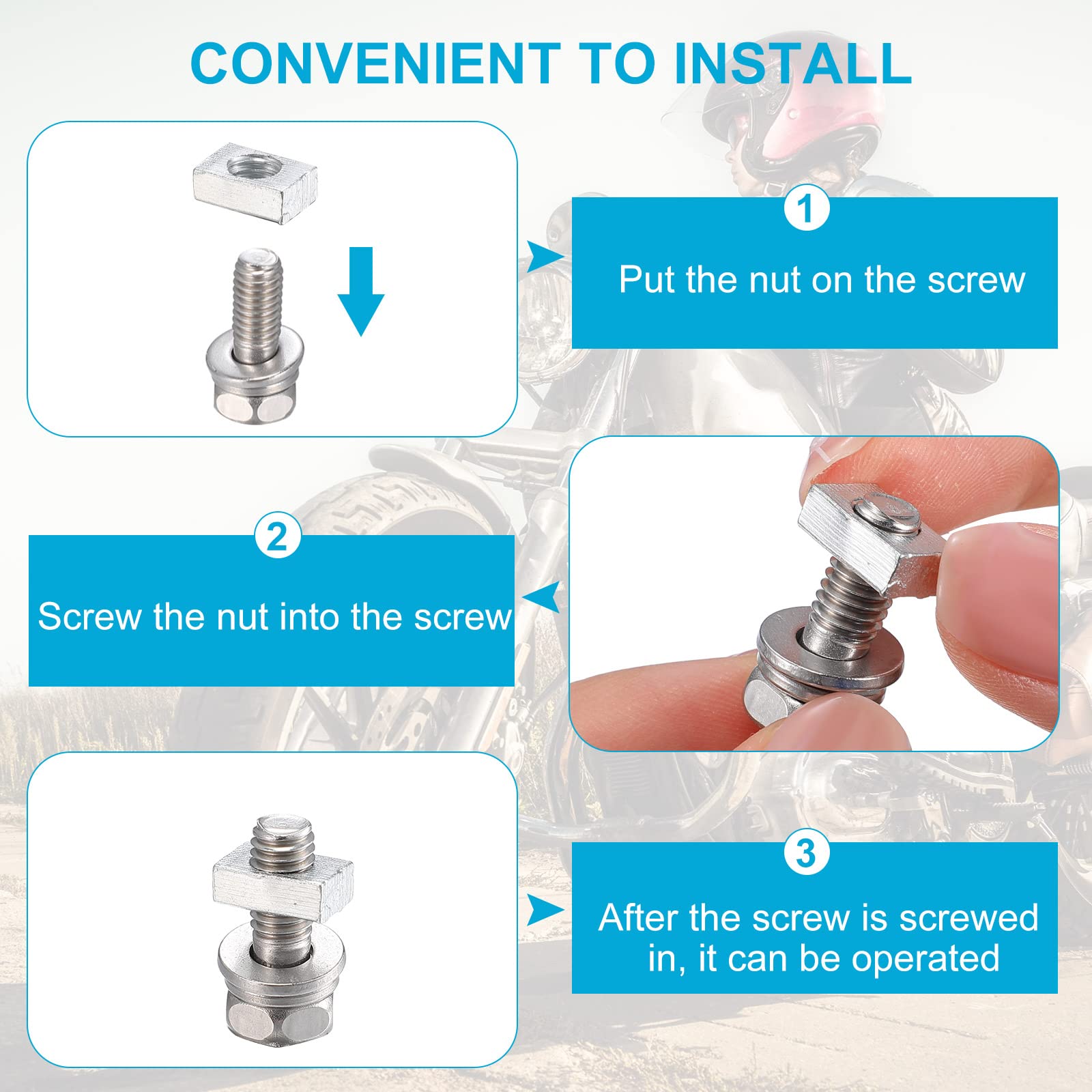 48 Pack Motorcycle Battery Terminal Nuts and Bolt Kit M6 x 10 mm 12 mm 16 mm 20 mm Bolt Square Nut Kit Stainless Steel Motorcycl